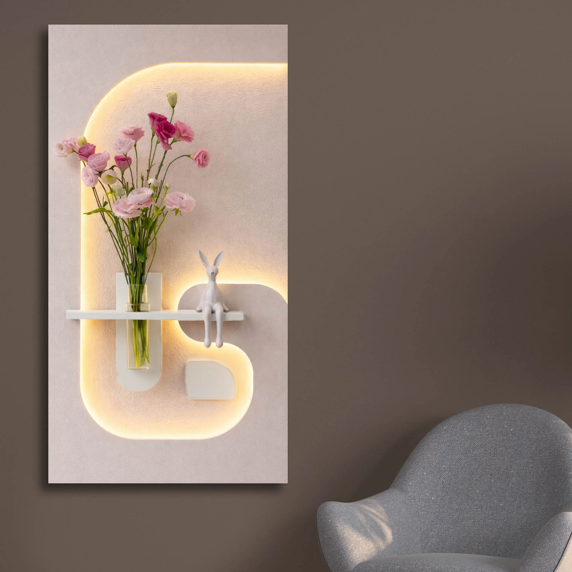 Stylish Ambient LED Wall Panel with Shelf