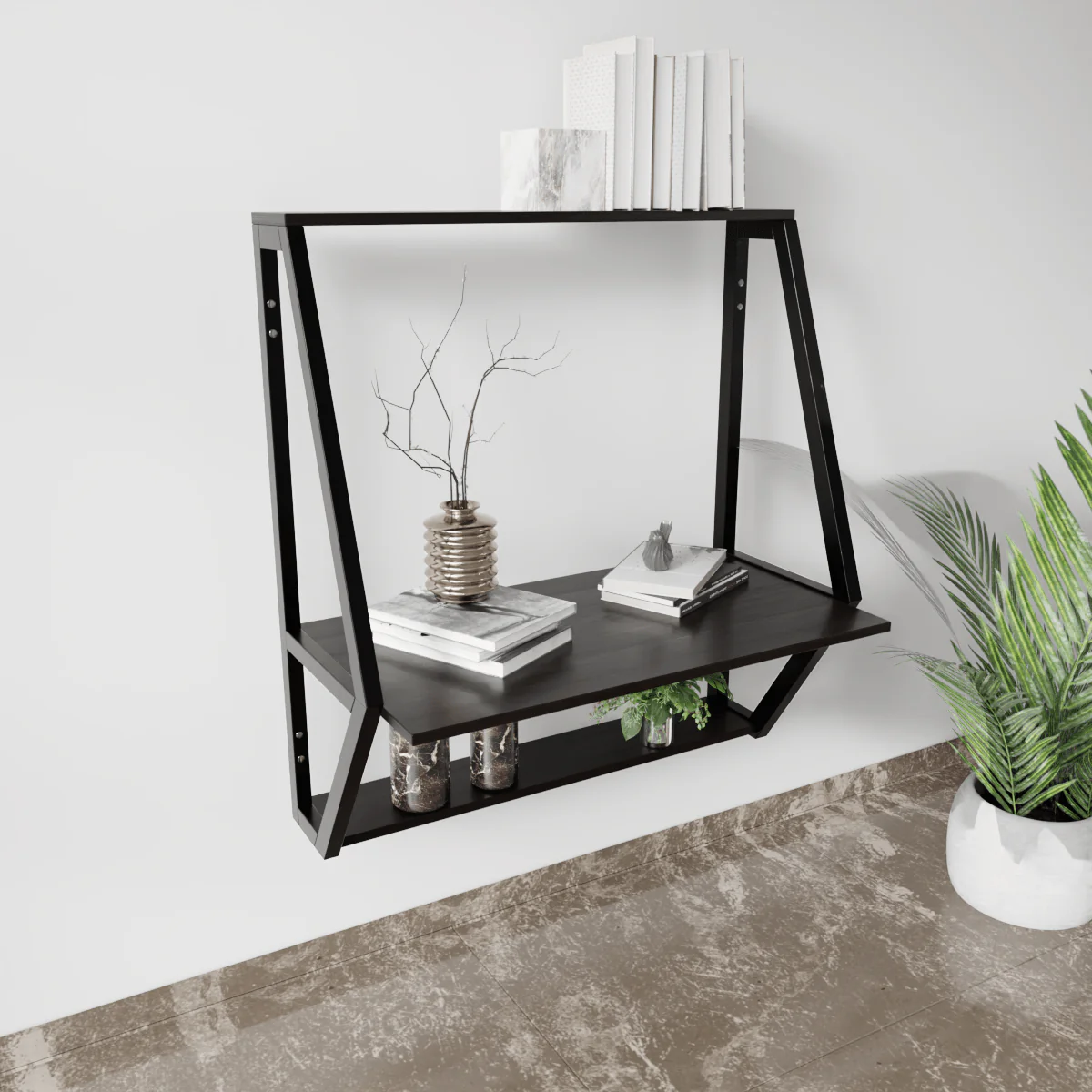 Stylish Wall Mounted Wooden Display Rack for Books & Desk Decor - Image 21