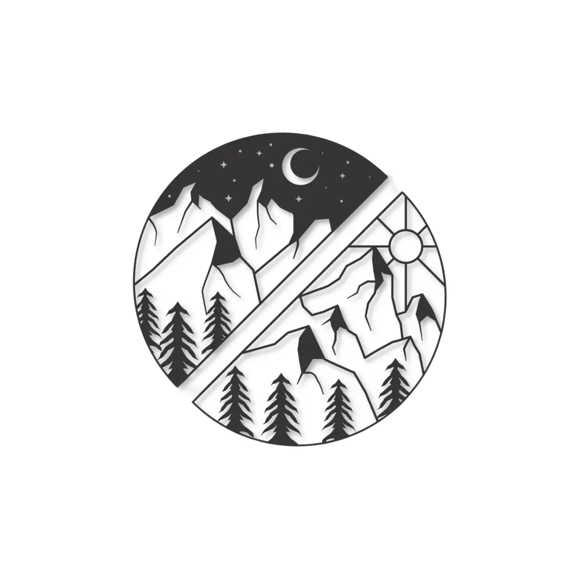Sun and Moon Behind the Mountains Metal Art Wall Decor - Image 3