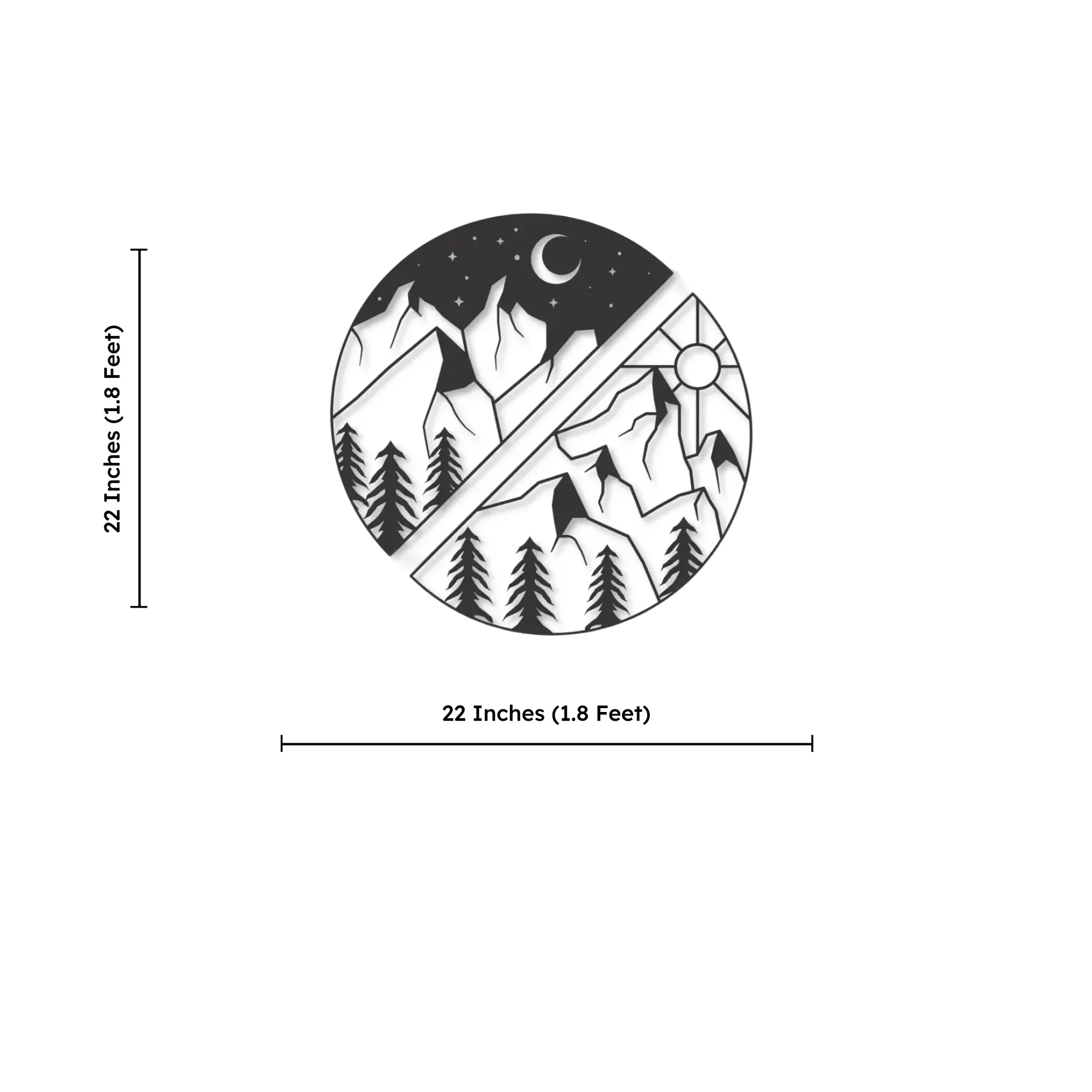 Sun and Moon Behind the Mountains Metal Art Wall Decor - Image 4