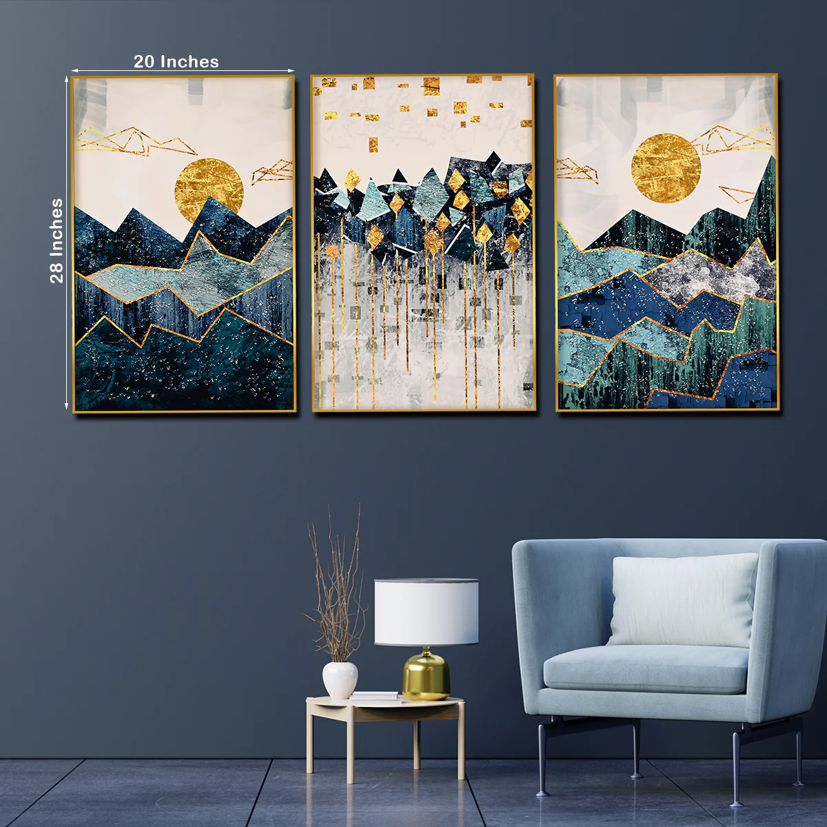 Sun Rise and Set of Geometric Framed Crystal Glass Painting - Image 5