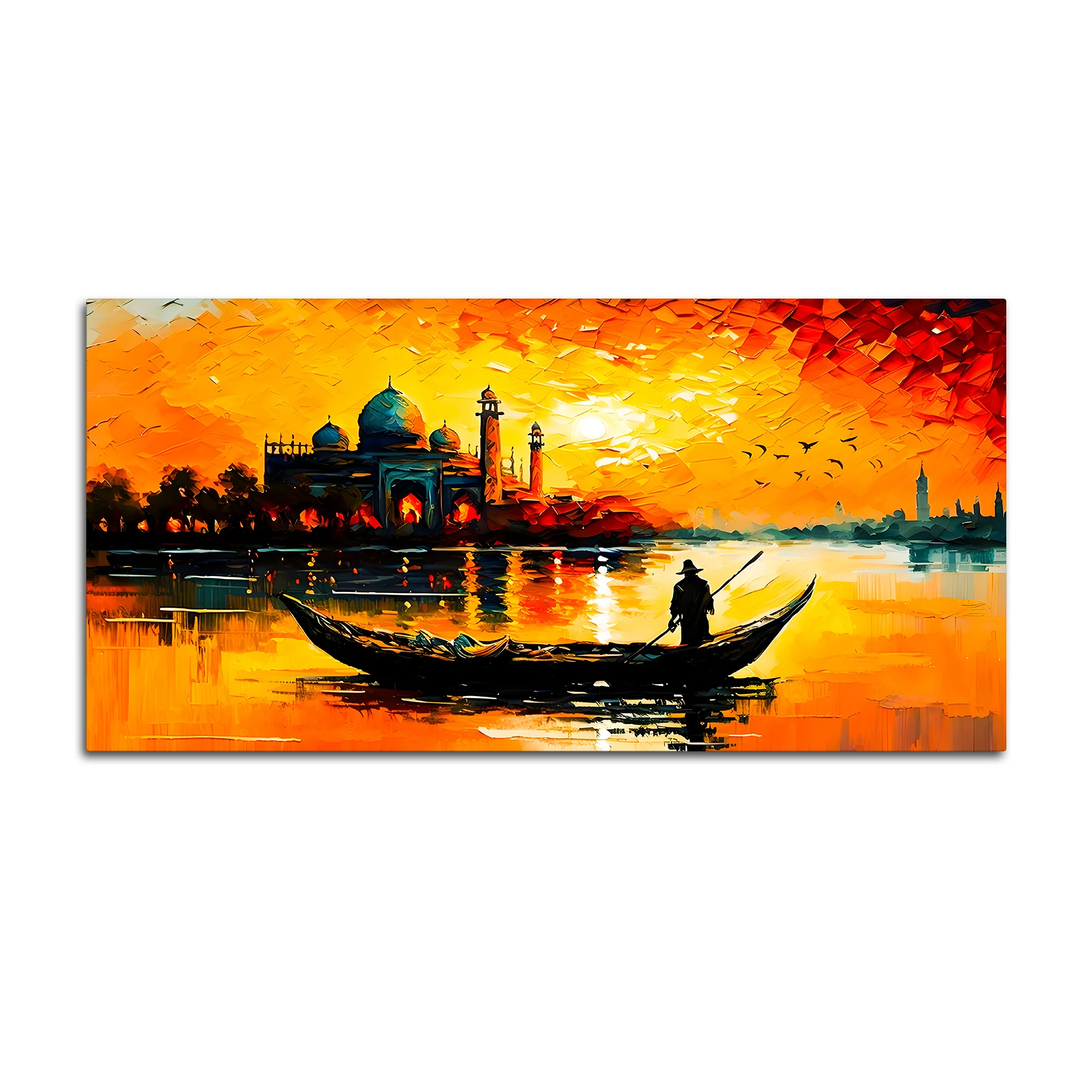 Sunset Boat Wall Art Painting for Stylish Home - Image 4