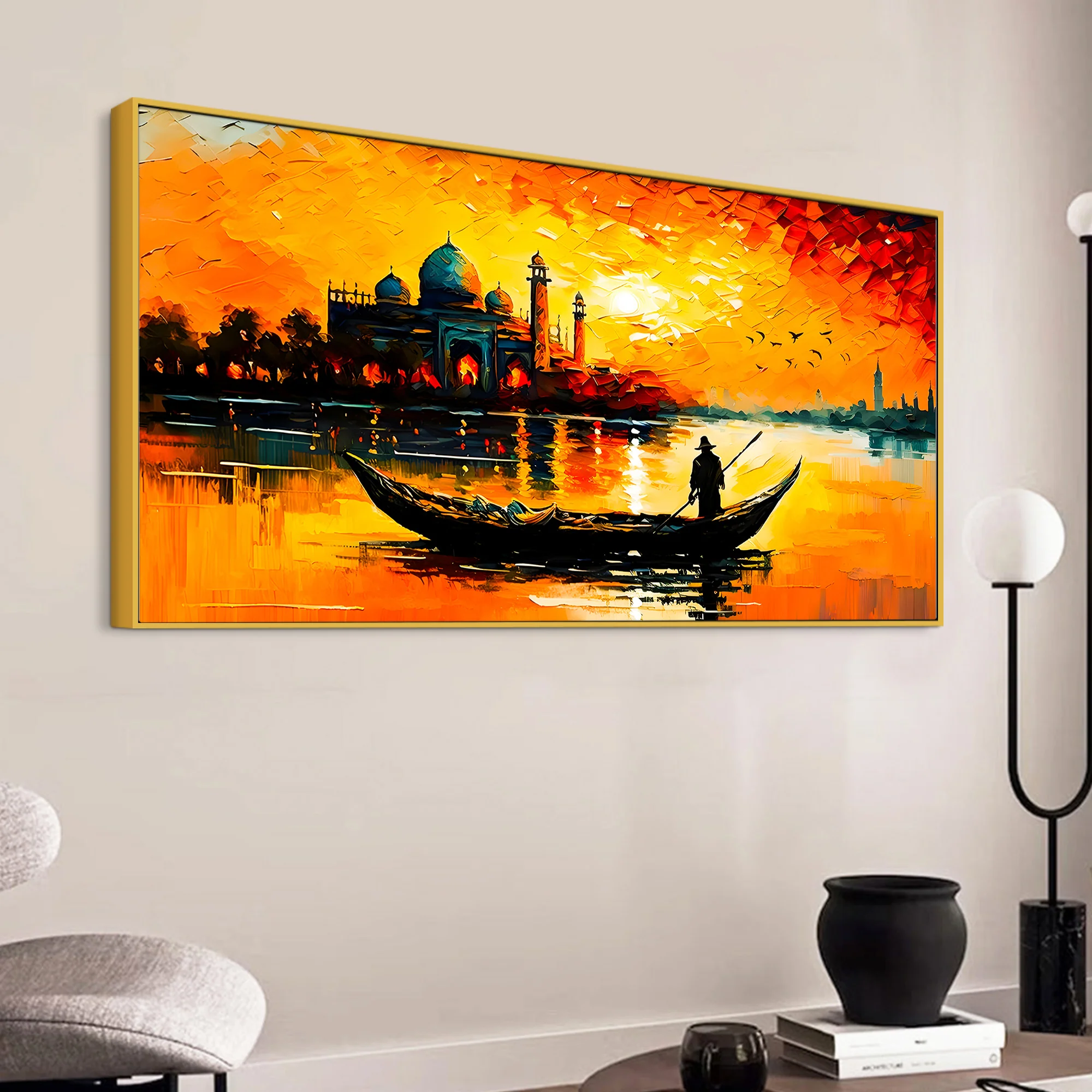 Sunset Boat Wall Art Painting for Stylish Home - Image 5