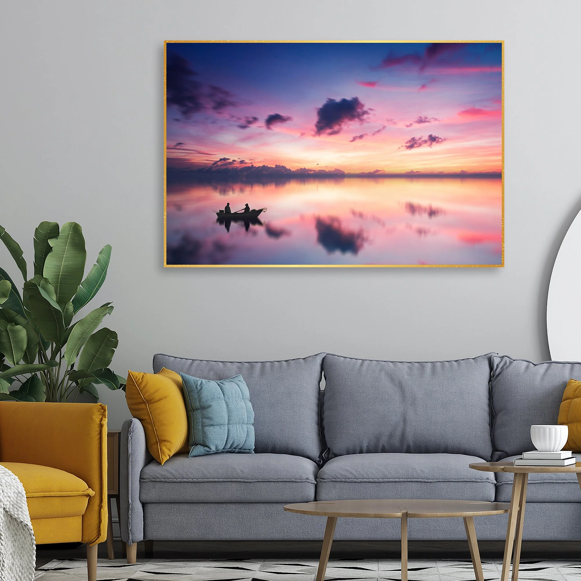 Sunset View of Horizon Floating Canvas Wall Painting - Image 2