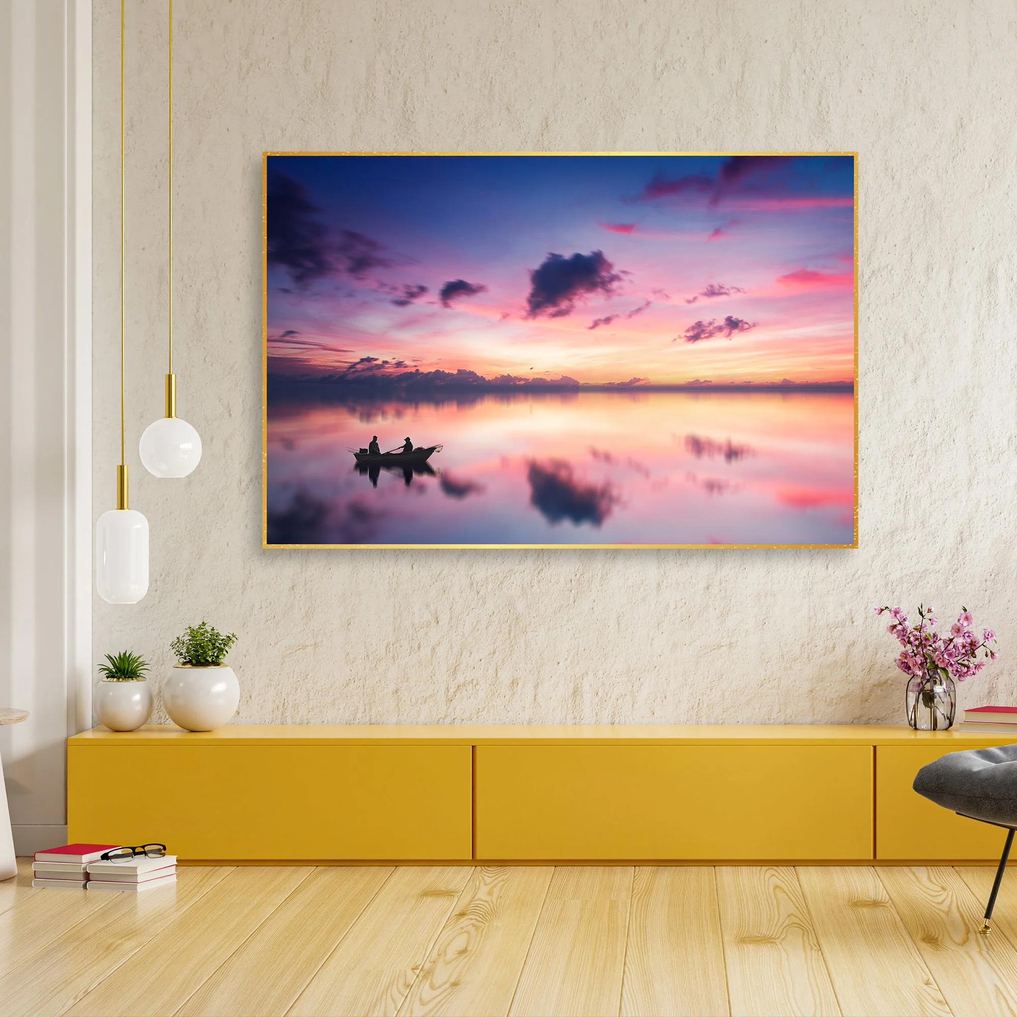 Sunset View of Horizon Floating Canvas Wall Painting - Image 4