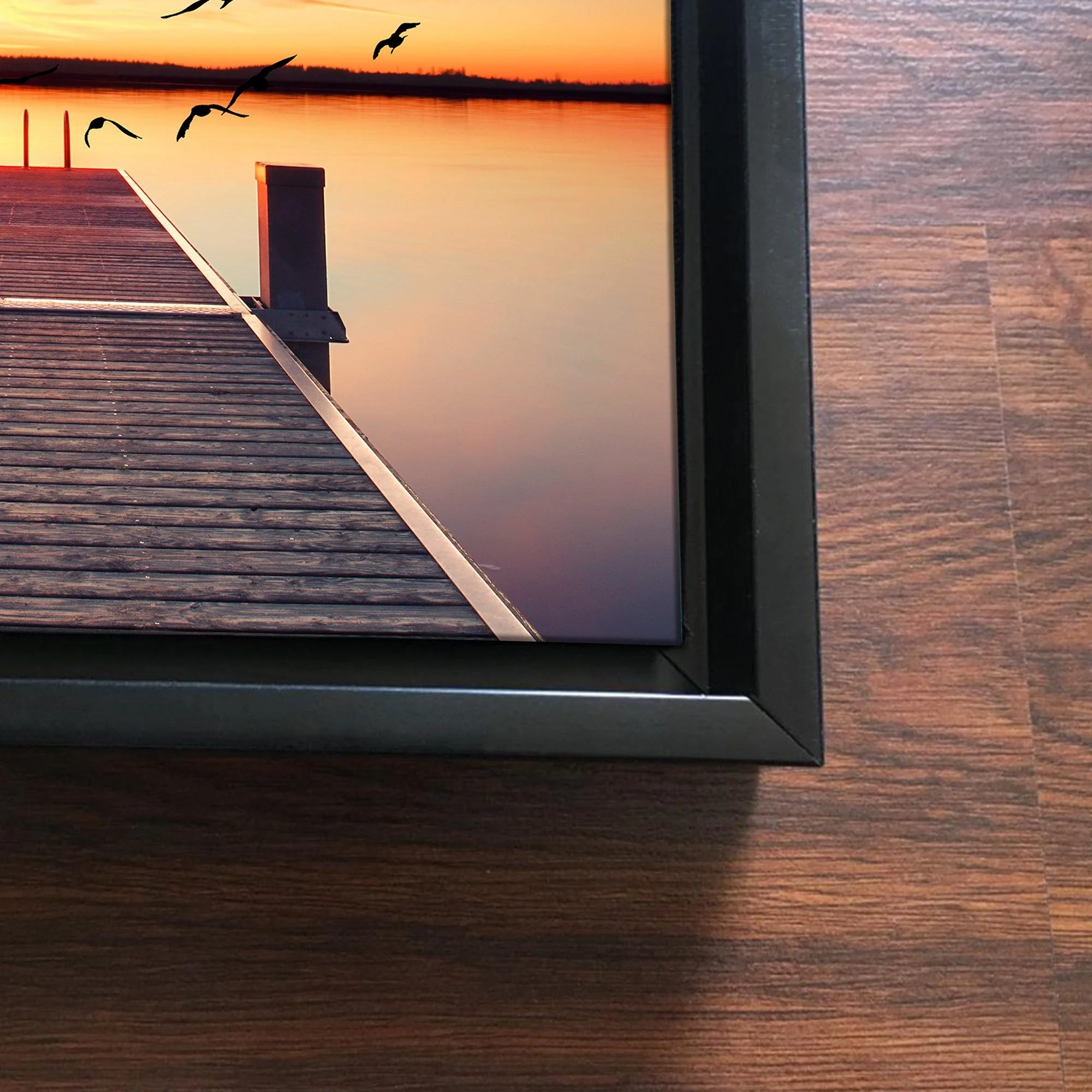 Beautiful Sunset view at Pond Floating Canvas Wall Painting Frame - Image 5