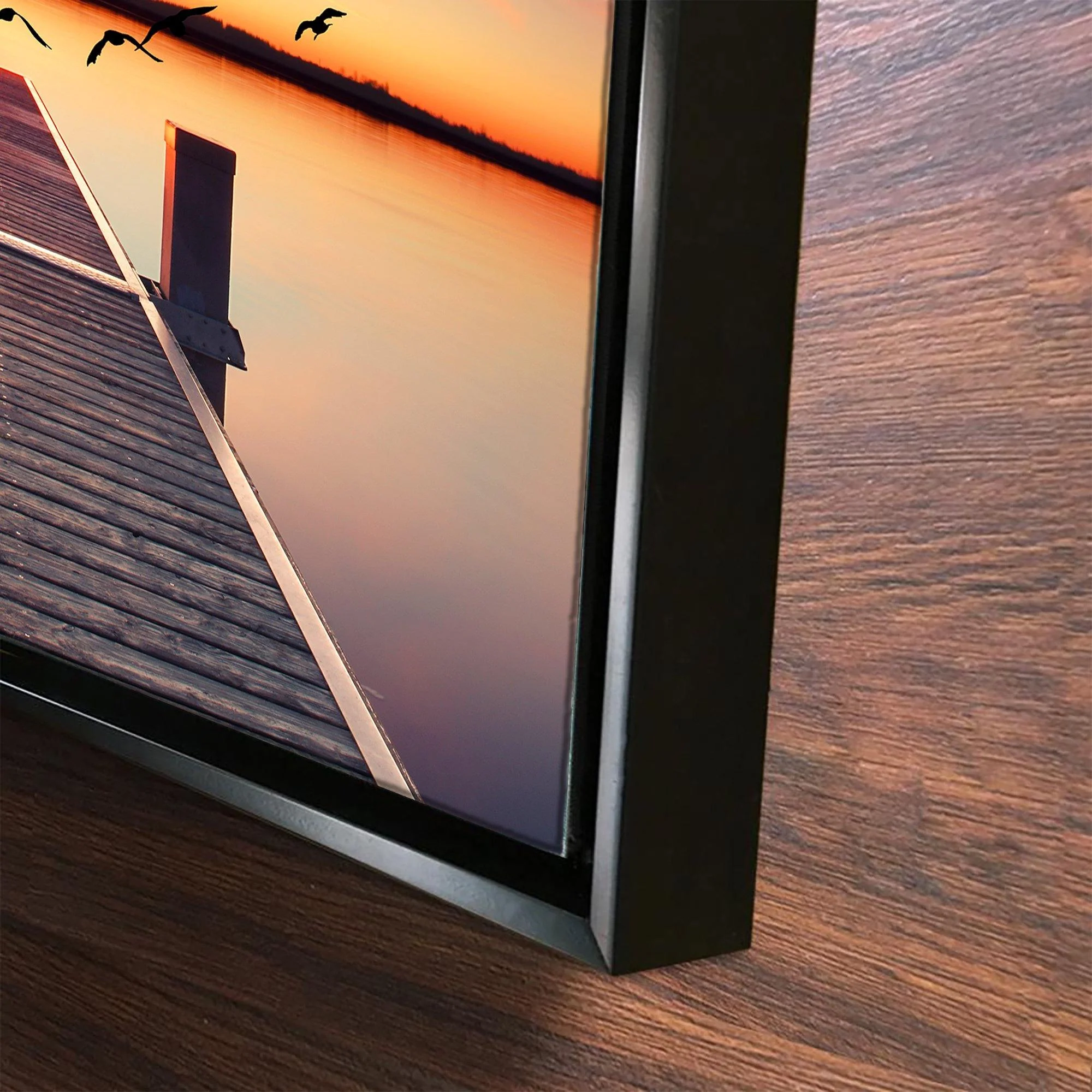Beautiful Sunset view at Pond Floating Canvas Wall Painting Frame - Image 6