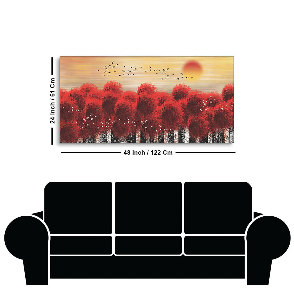 Sunset With Red Tree Premium Canvas Wall Painting - Image 7