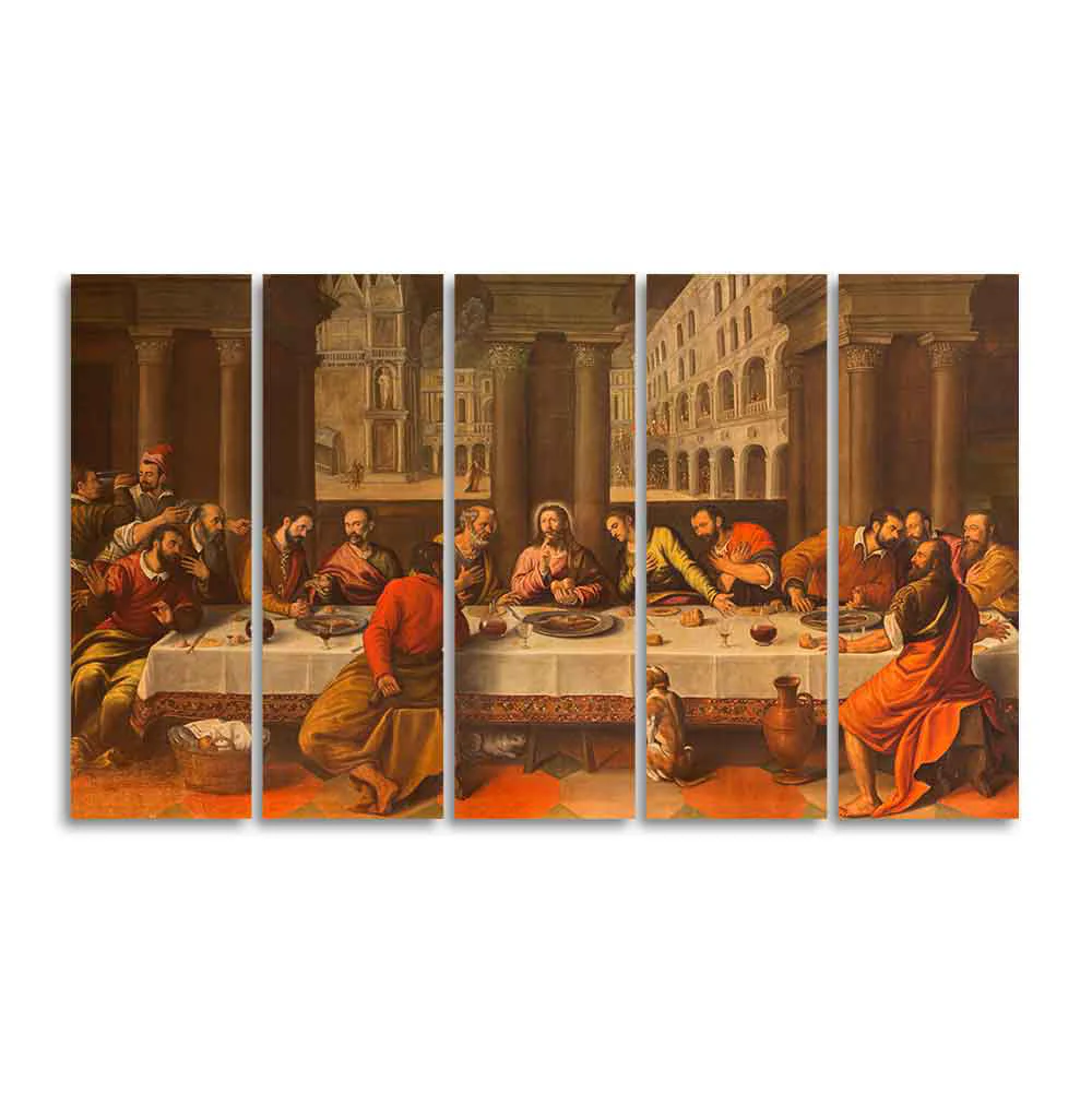Supper of Christ in Church Chiesa Dei Santi Five Pieces Wall Painting - Image 4