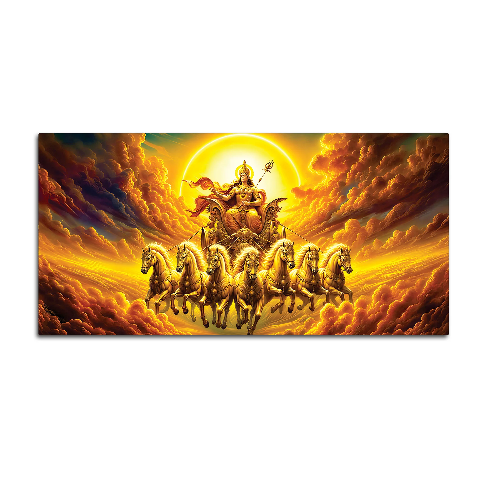 Surya Dev Golden Chariot Premium Wall Painting - Image 7