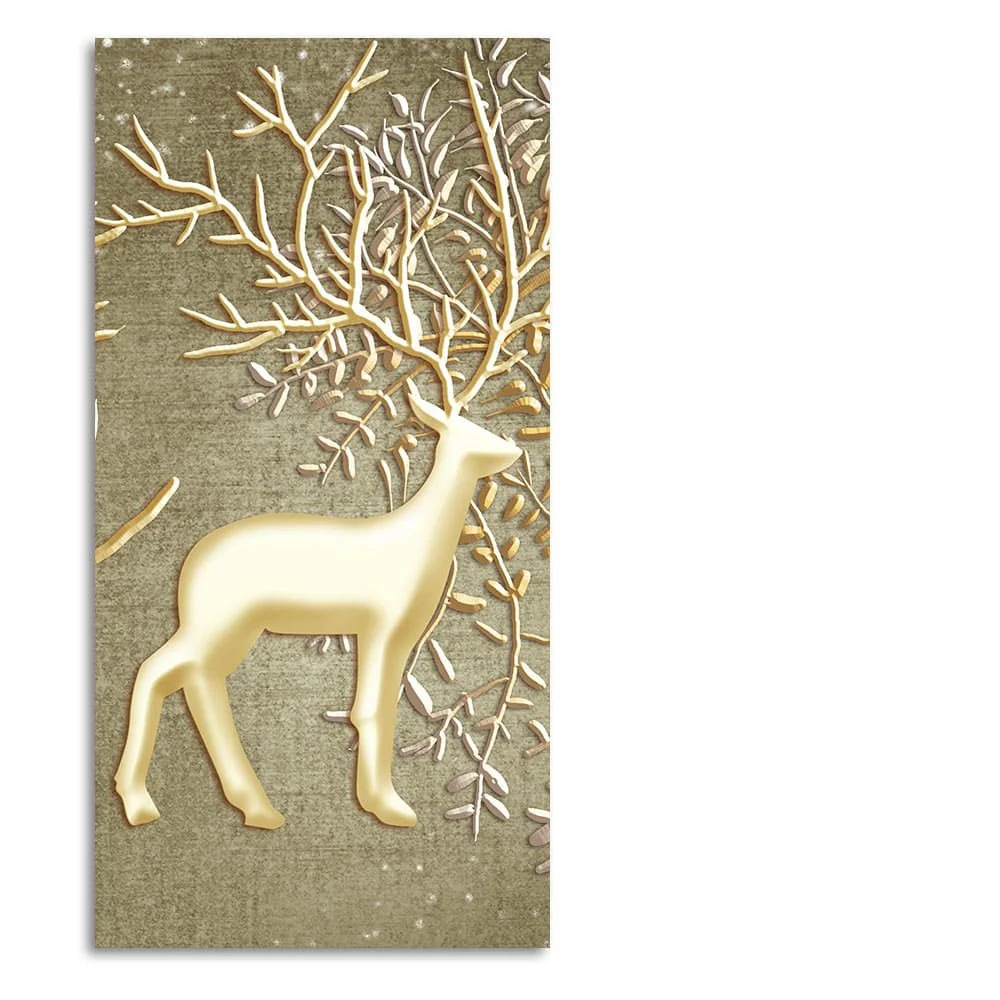 Swamp Deer in Forest Premium Canvas Wall Painting - Image 4