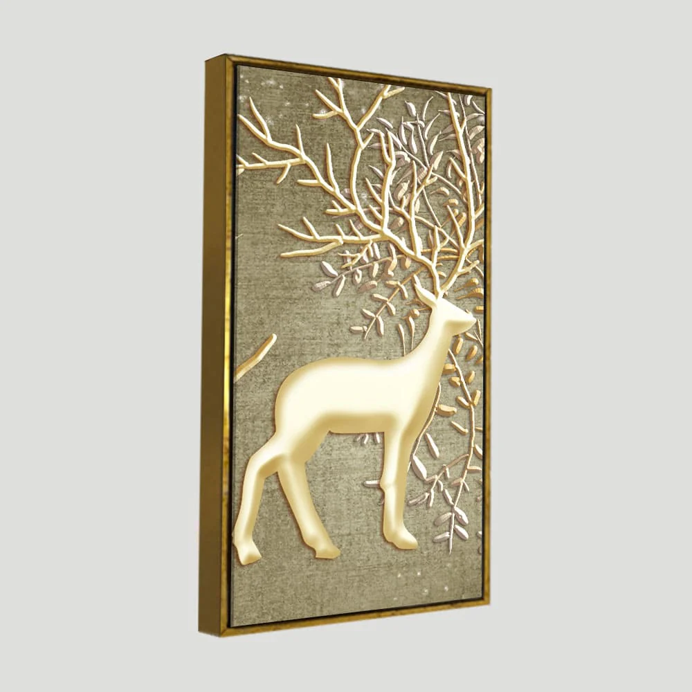 Swamp Deer in Forest Premium Canvas Wall Painting - Image 5