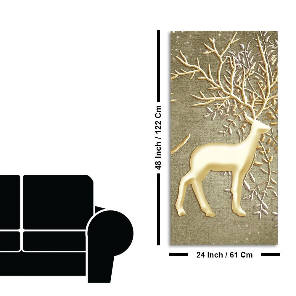 Swamp Deer in Forest Premium Canvas Wall Painting - Image 7