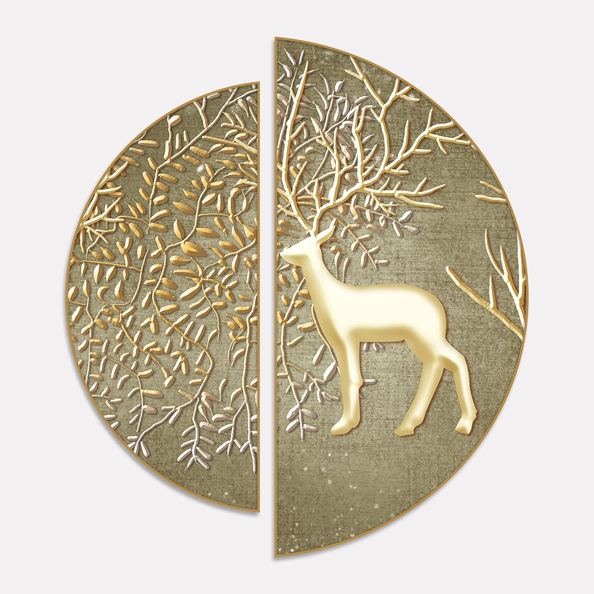 Swamp Deer in Forest Semi Circle Frames Set Of 2 - Image 2