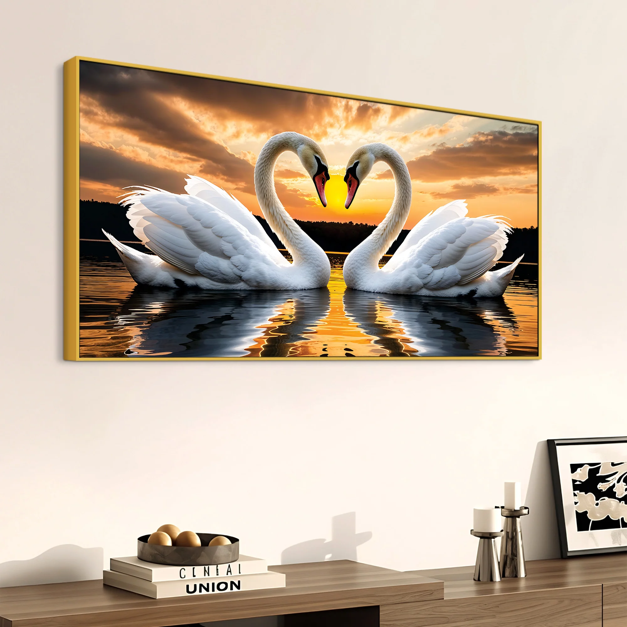 Swan Love Canvas Wall Painting for Bedroom Home Décor - Image 5