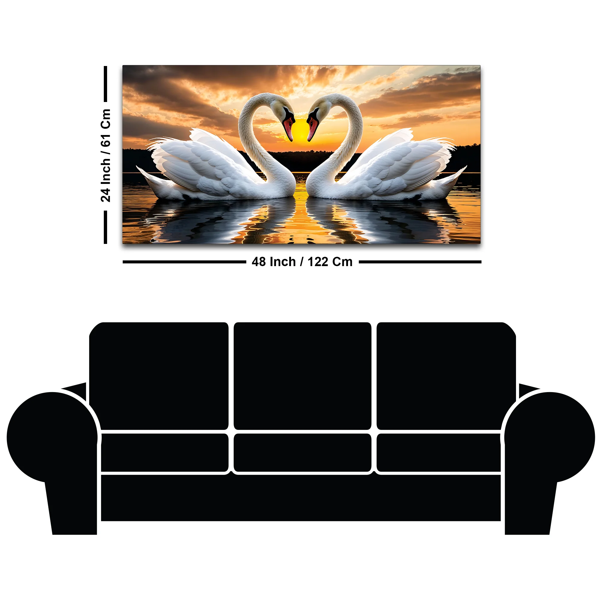 Swan Love Canvas Wall Painting for Bedroom Home Décor - Image 8
