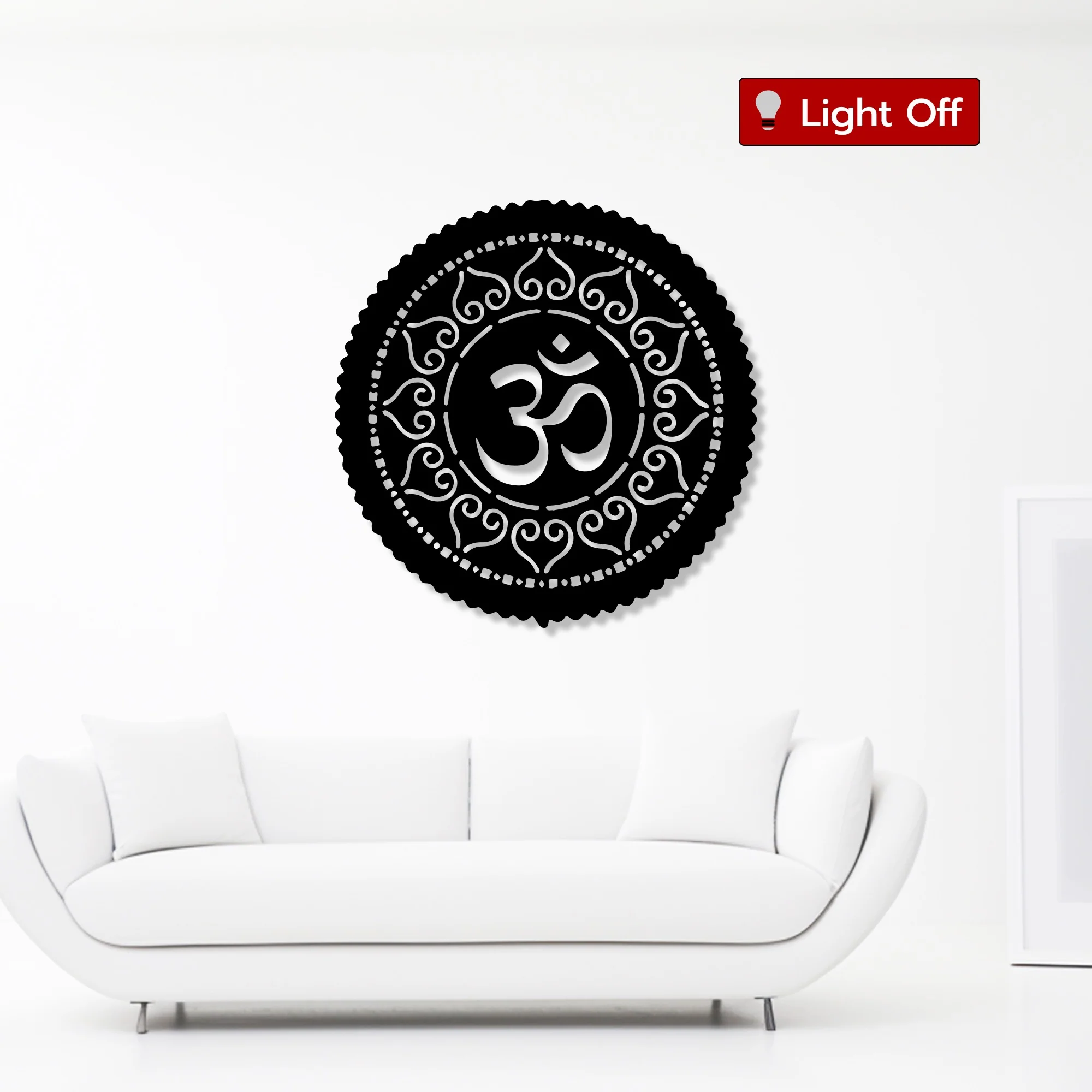 Symbol of Peace Om Circle Design Metal Art Wall Decor - Image 2