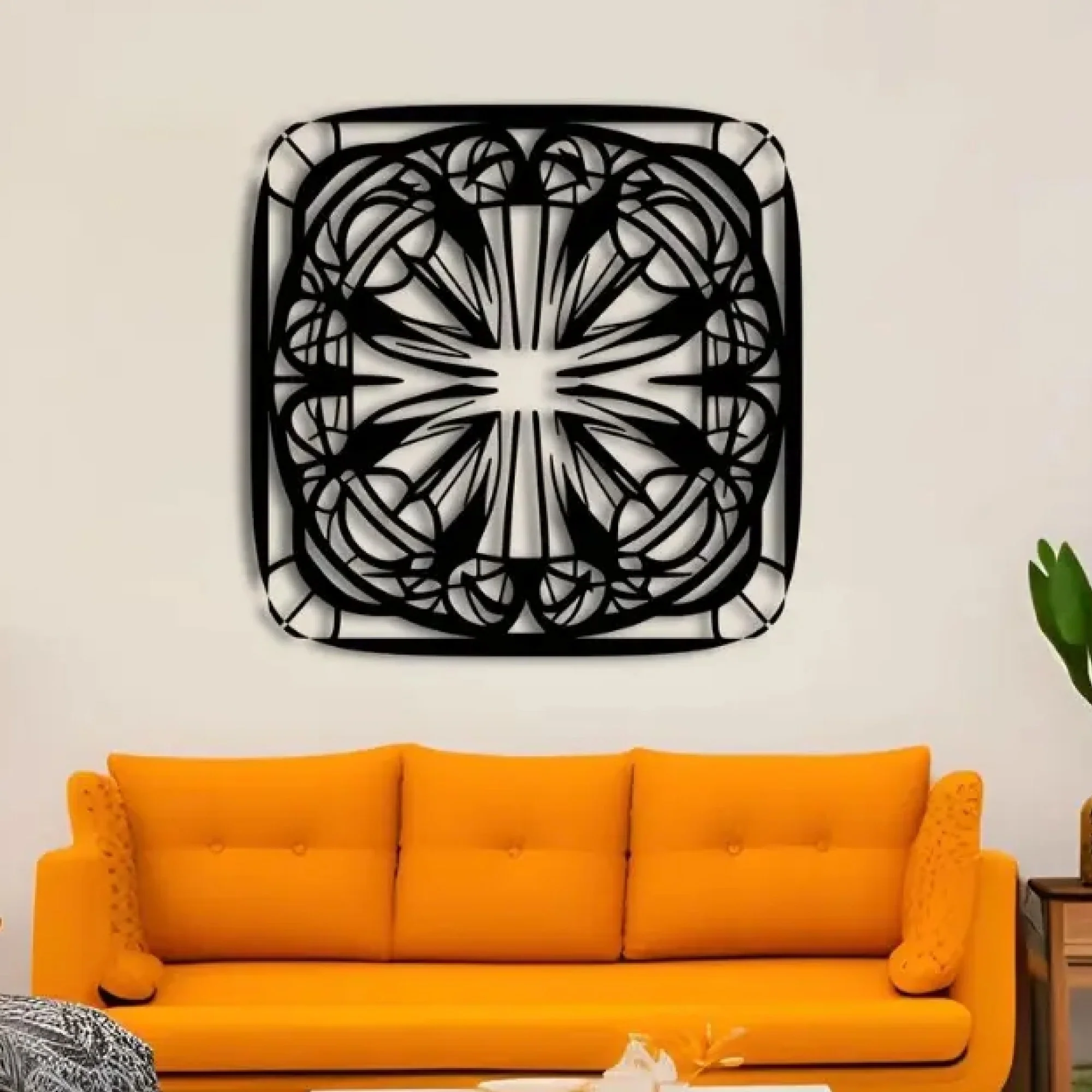 Symmetrical Mandala Fine Square Metal Art Wall Decor - Image 2
