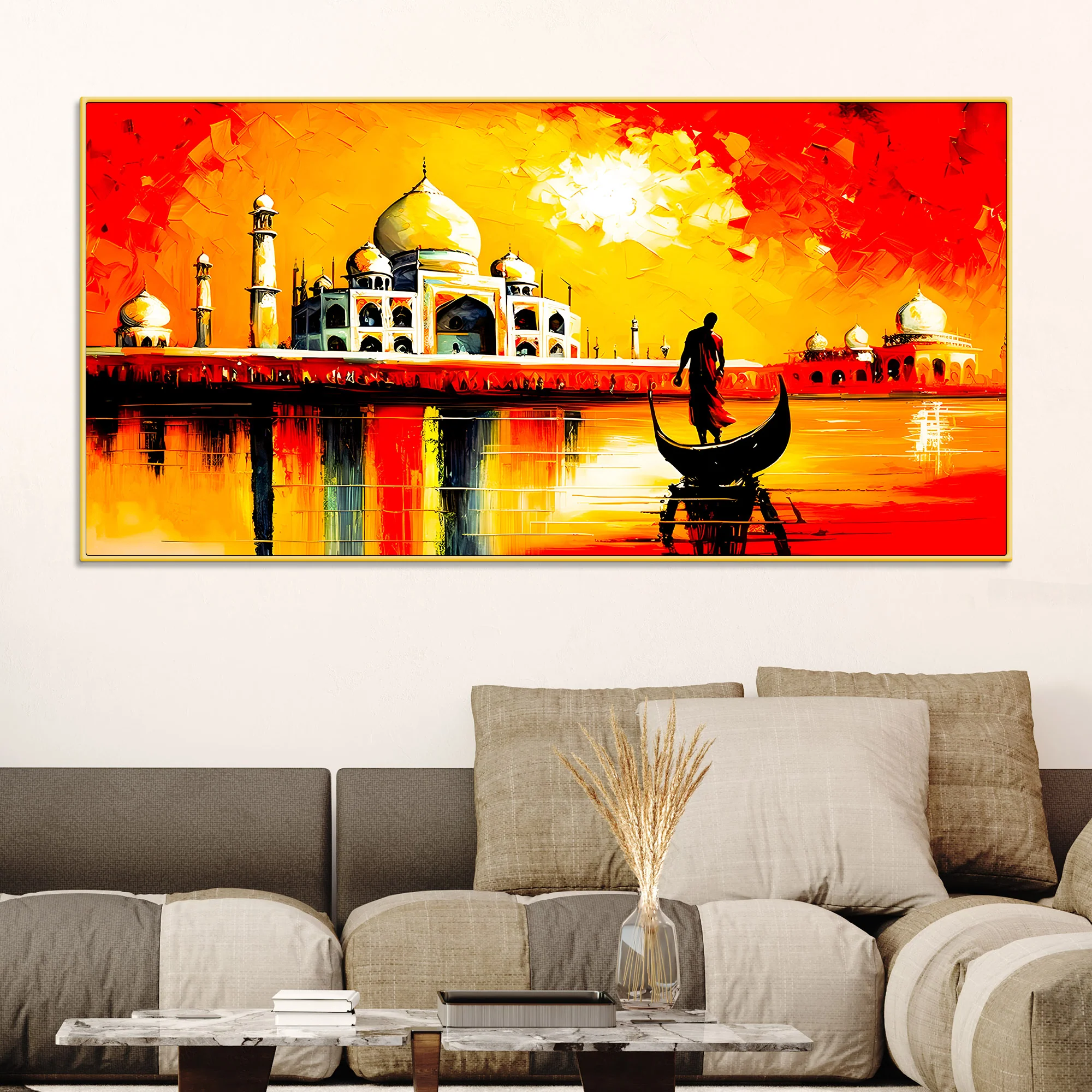 Taj Mahal Sunset Wall Art Painting for Home Decoration - Image 2