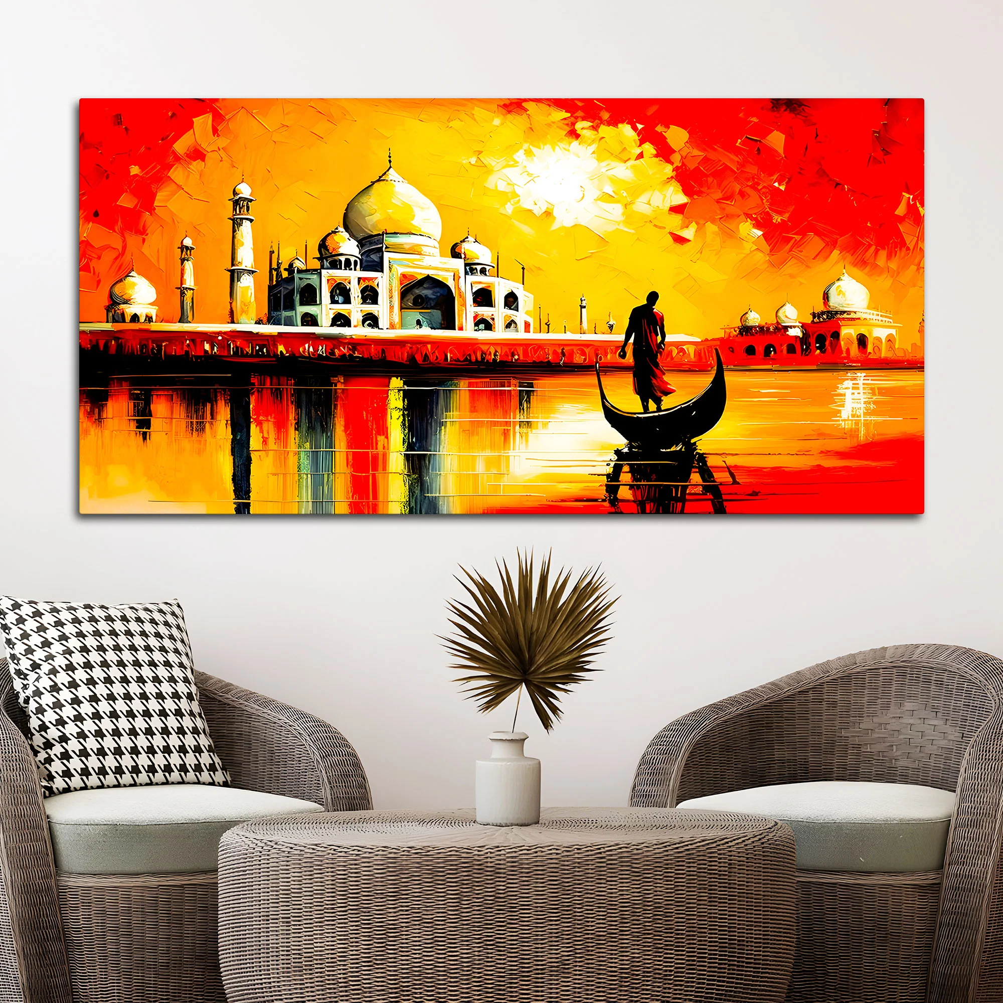 Taj Mahal Sunset Wall Art Painting for Home Decoration - Image 3