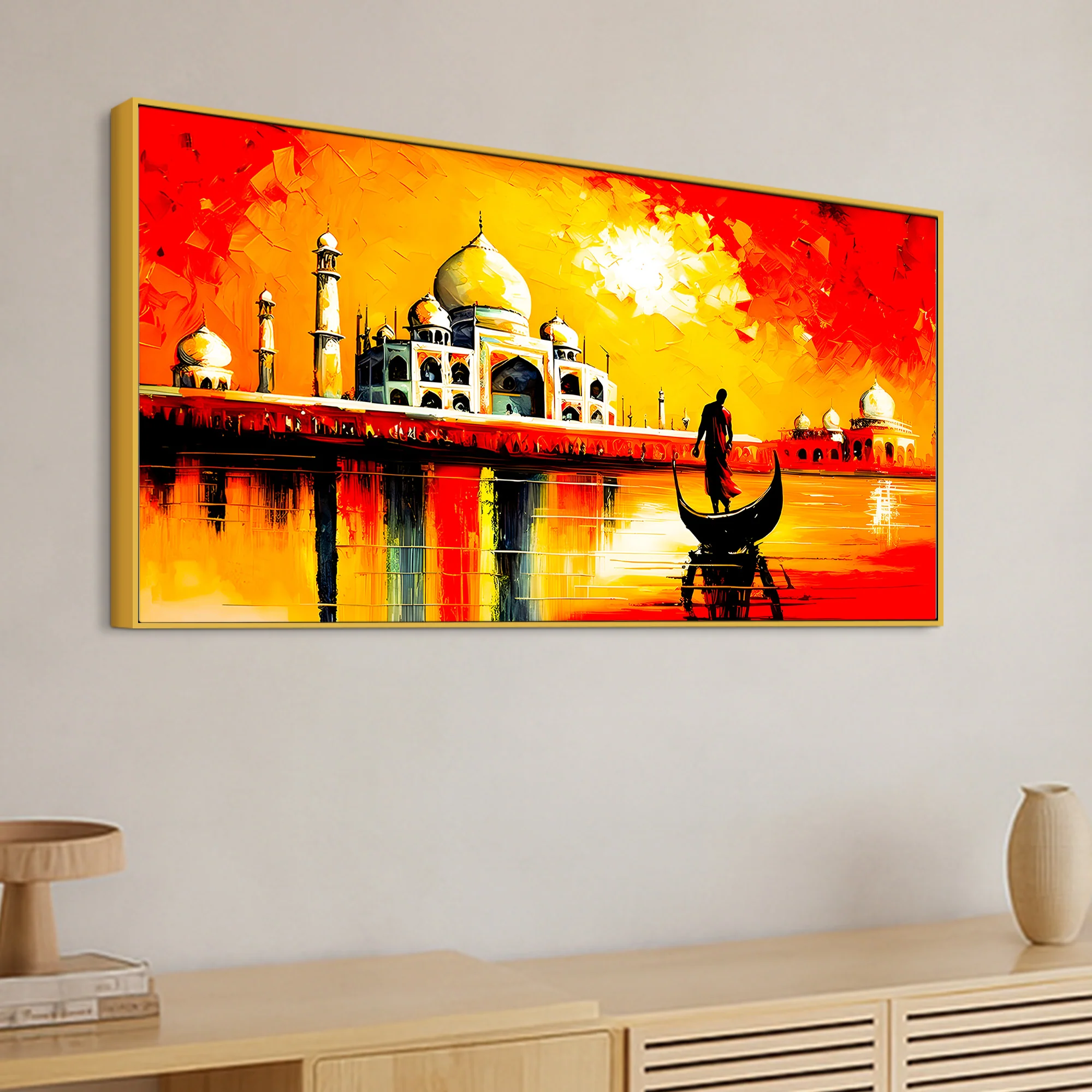 Taj Mahal Sunset Wall Art Painting for Home Decoration - Image 5