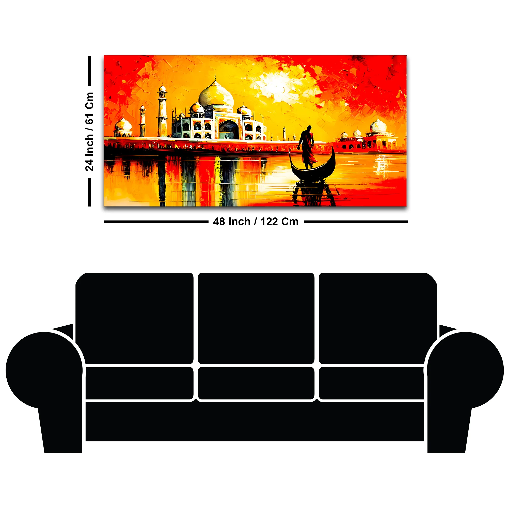 Taj Mahal Sunset Wall Art Painting for Home Decoration - Image 8