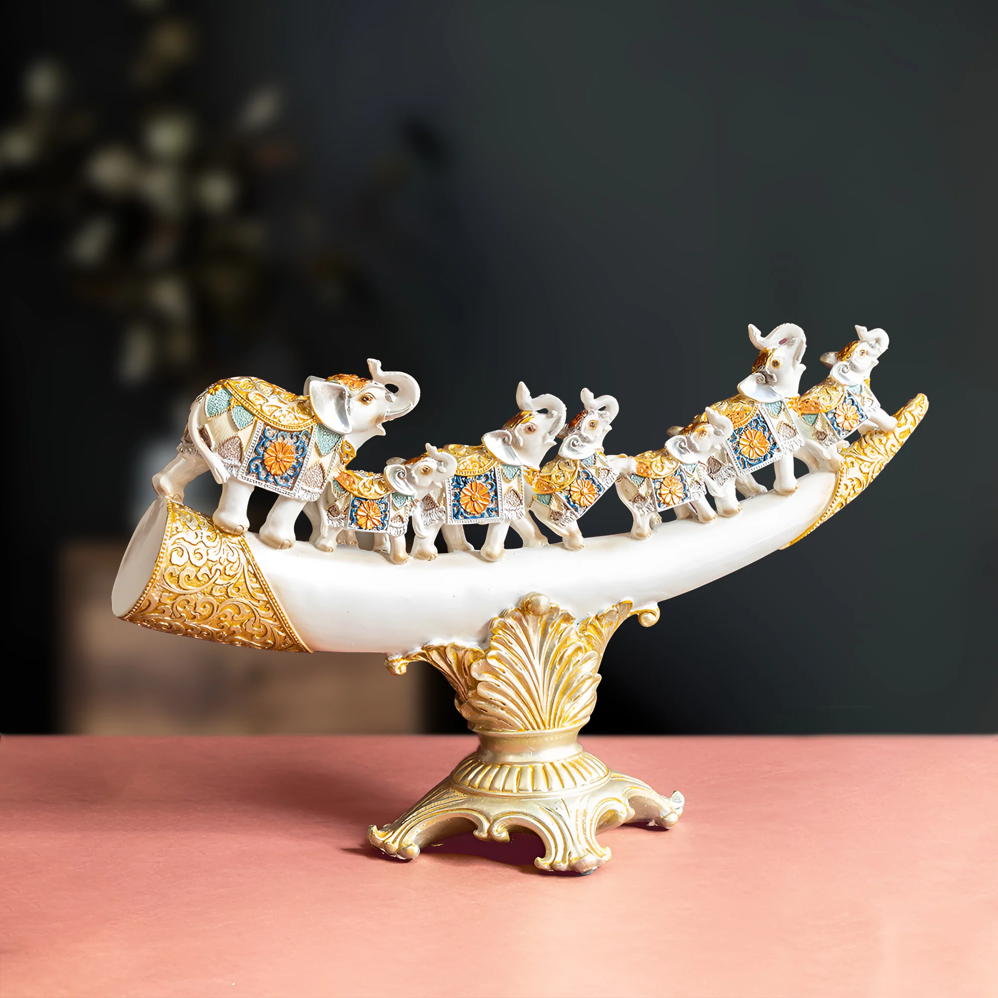 The Asian Royal Elephant Family Table Decoration Showpiece - Image 3