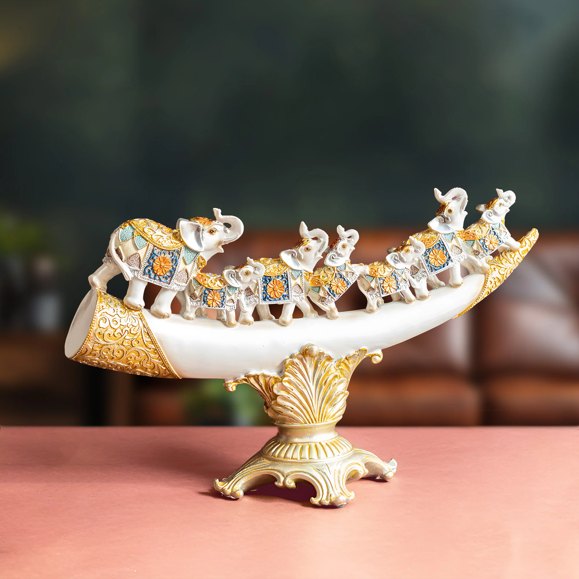 The Asian Royal Elephant Family Table Decoration Showpiece - Image 4