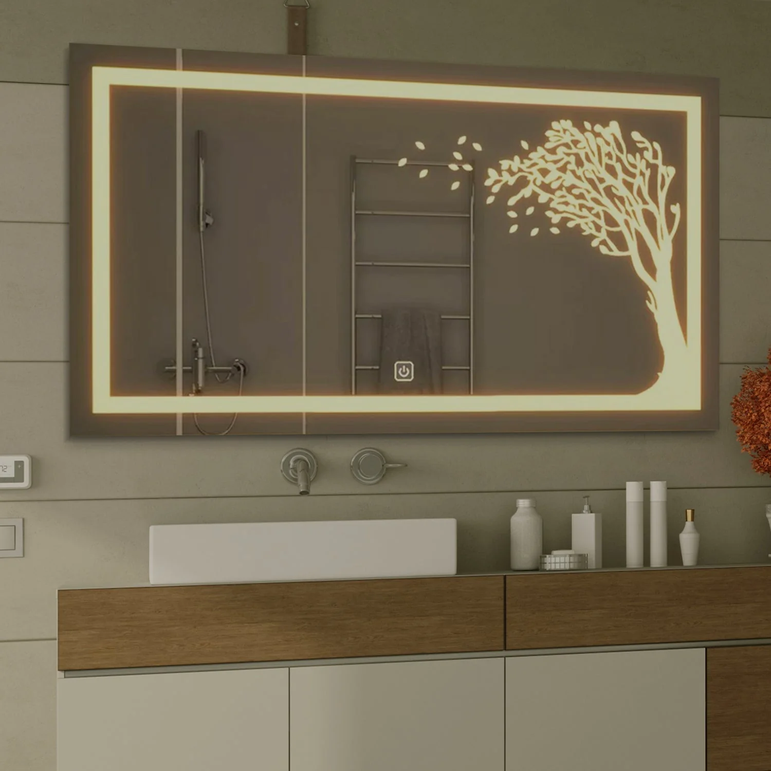 The Autumn Tree LED Rectangular Shape Bathroom Mirror - Image 2
