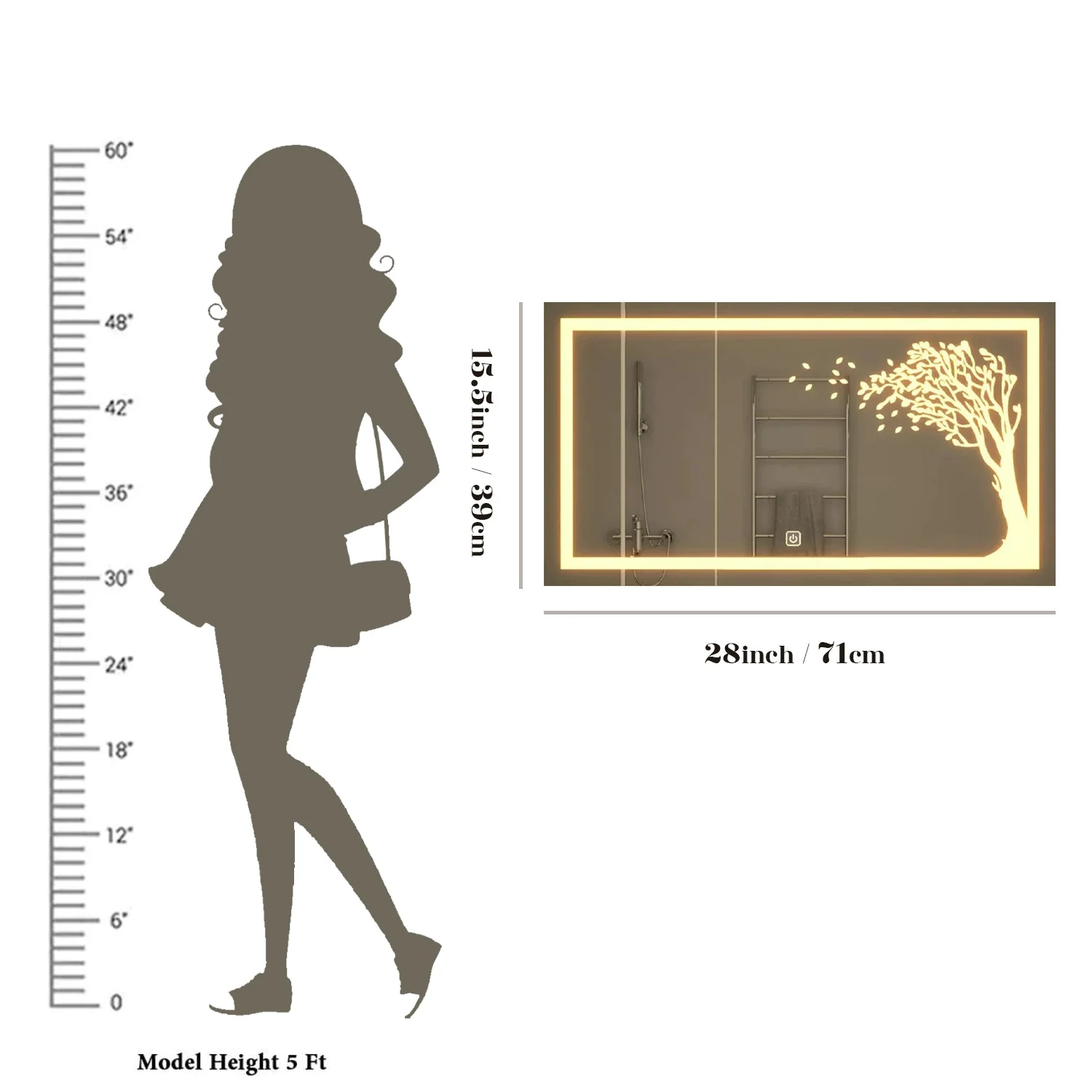 The Autumn Tree LED Rectangular Shape Bathroom Mirror - Image 4