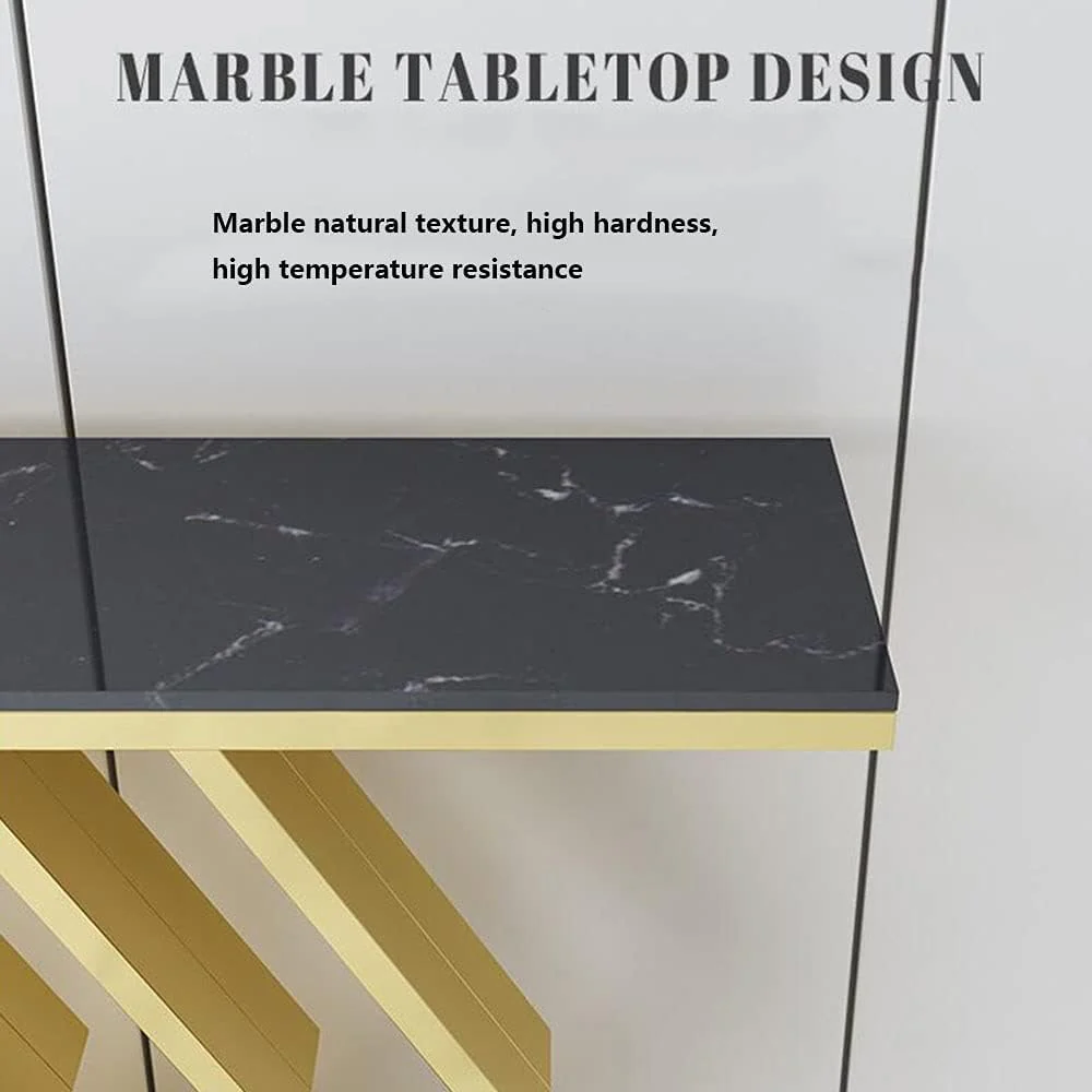 The Essence Of Style Black Marble Golden Console Table - Image 3