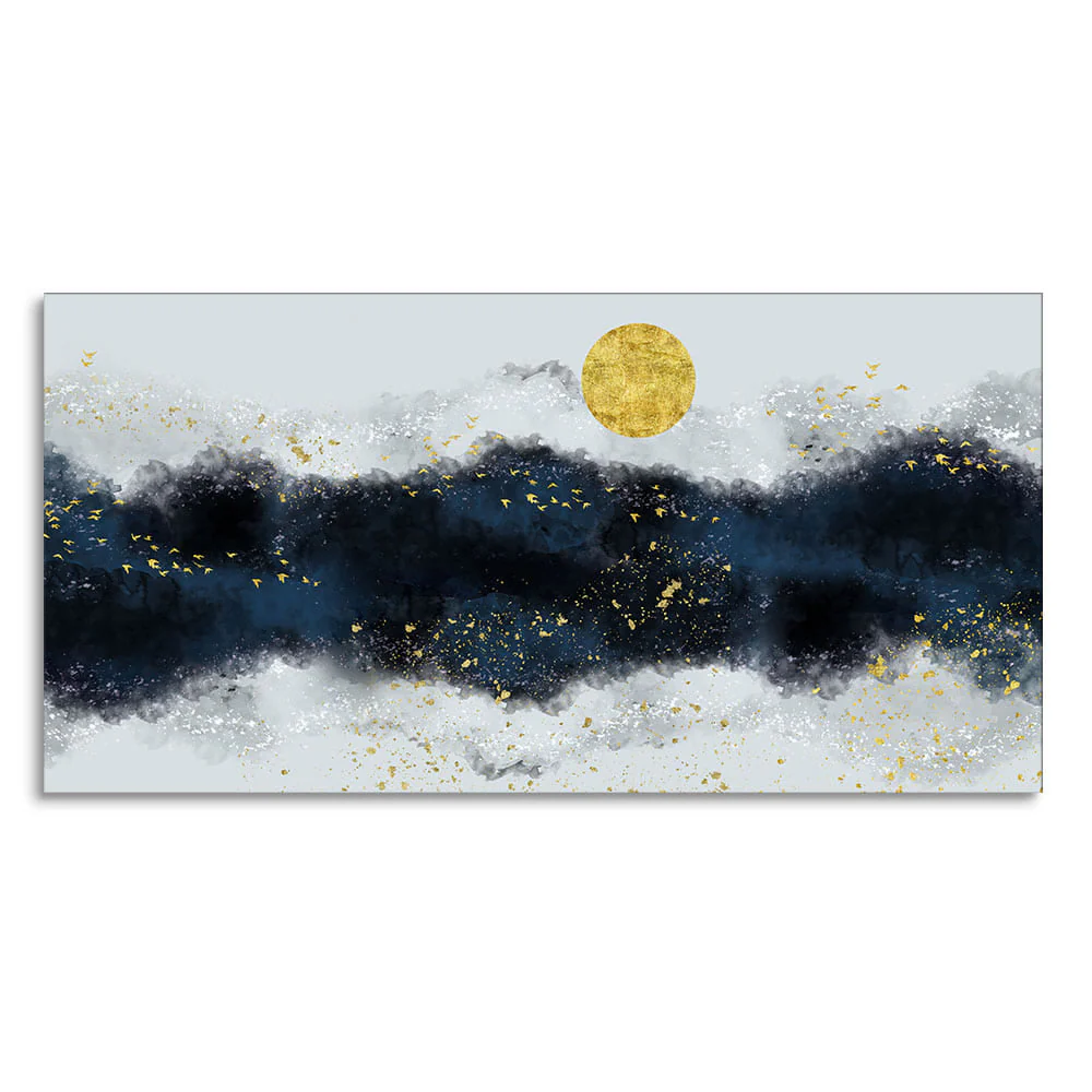 The Golden Moon Modern Abstract Art Canvas Wall Painting - Image 4