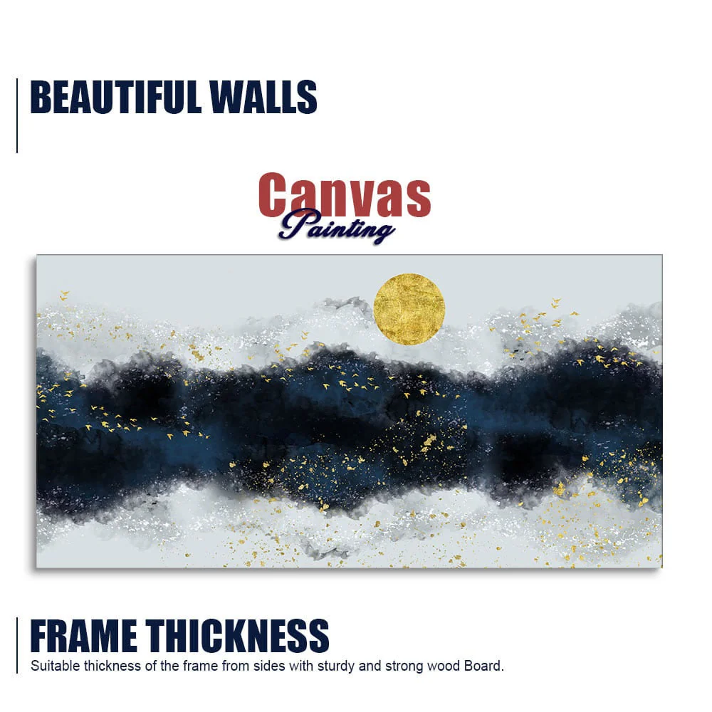 The Golden Moon Modern Abstract Art Canvas Wall Painting - Image 6