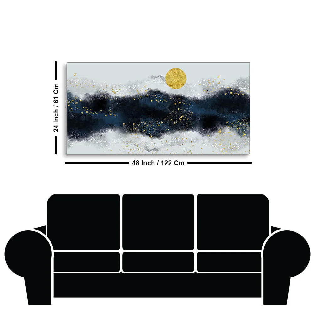 The Golden Moon Modern Abstract Art Canvas Wall Painting - Image 7
