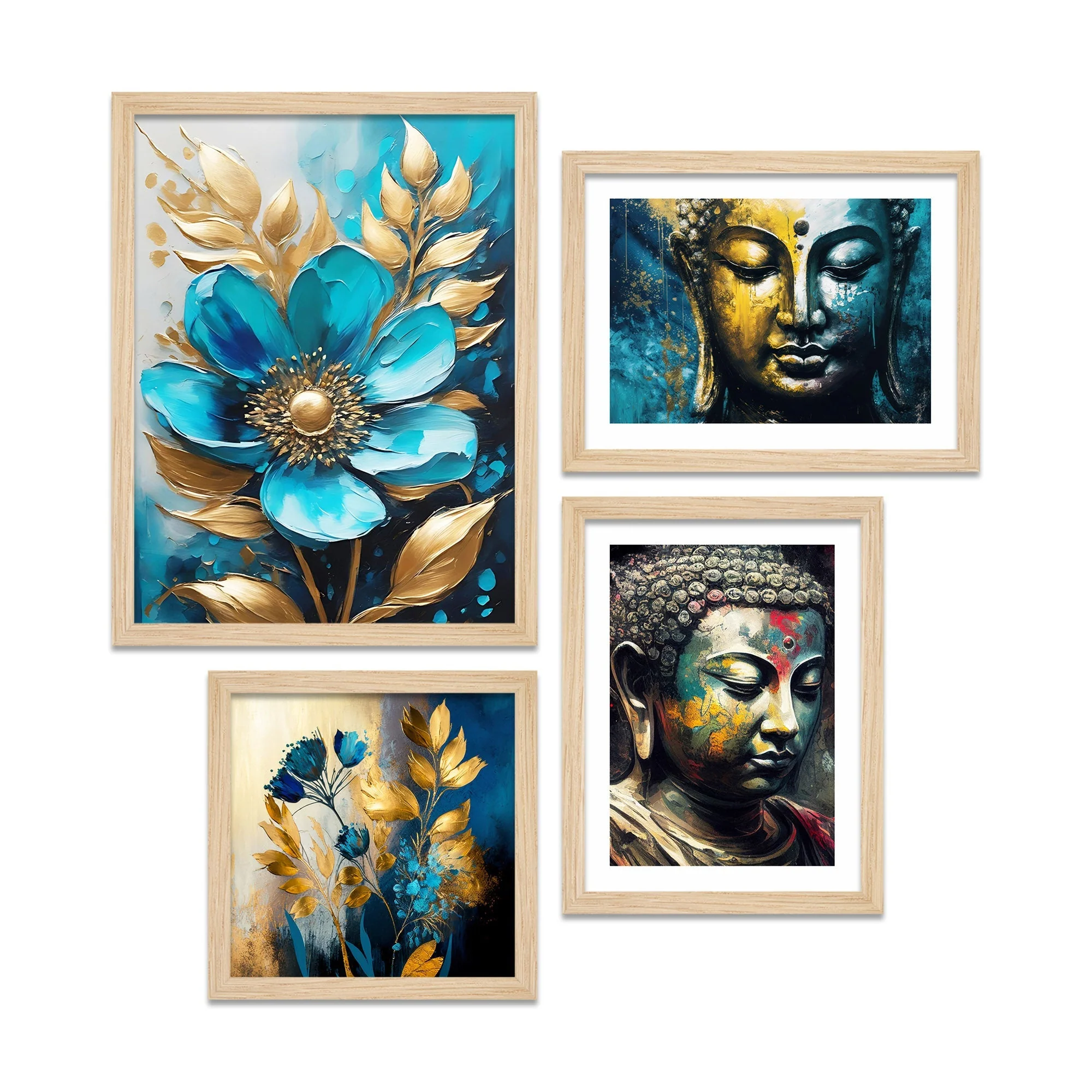 The Joyful Buddha Spiritual Wall Frame Set of Four - Image 4
