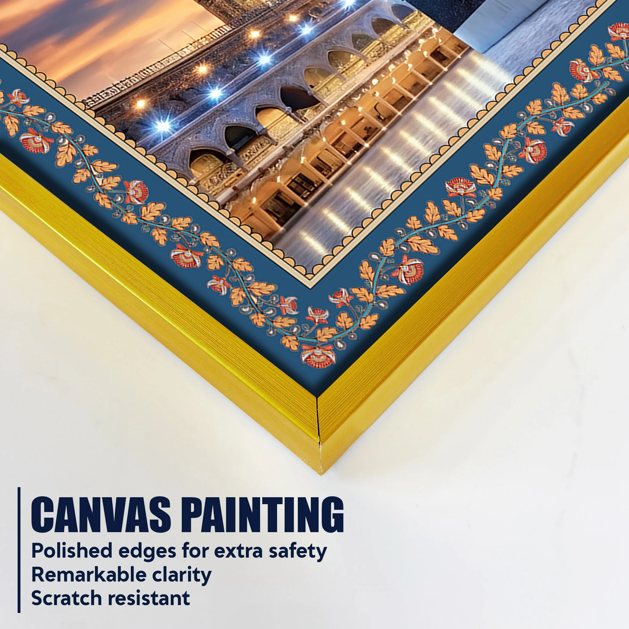 The Kaaba Masjid al-Haram Floral Border Canvas Wall Painting - Image 5