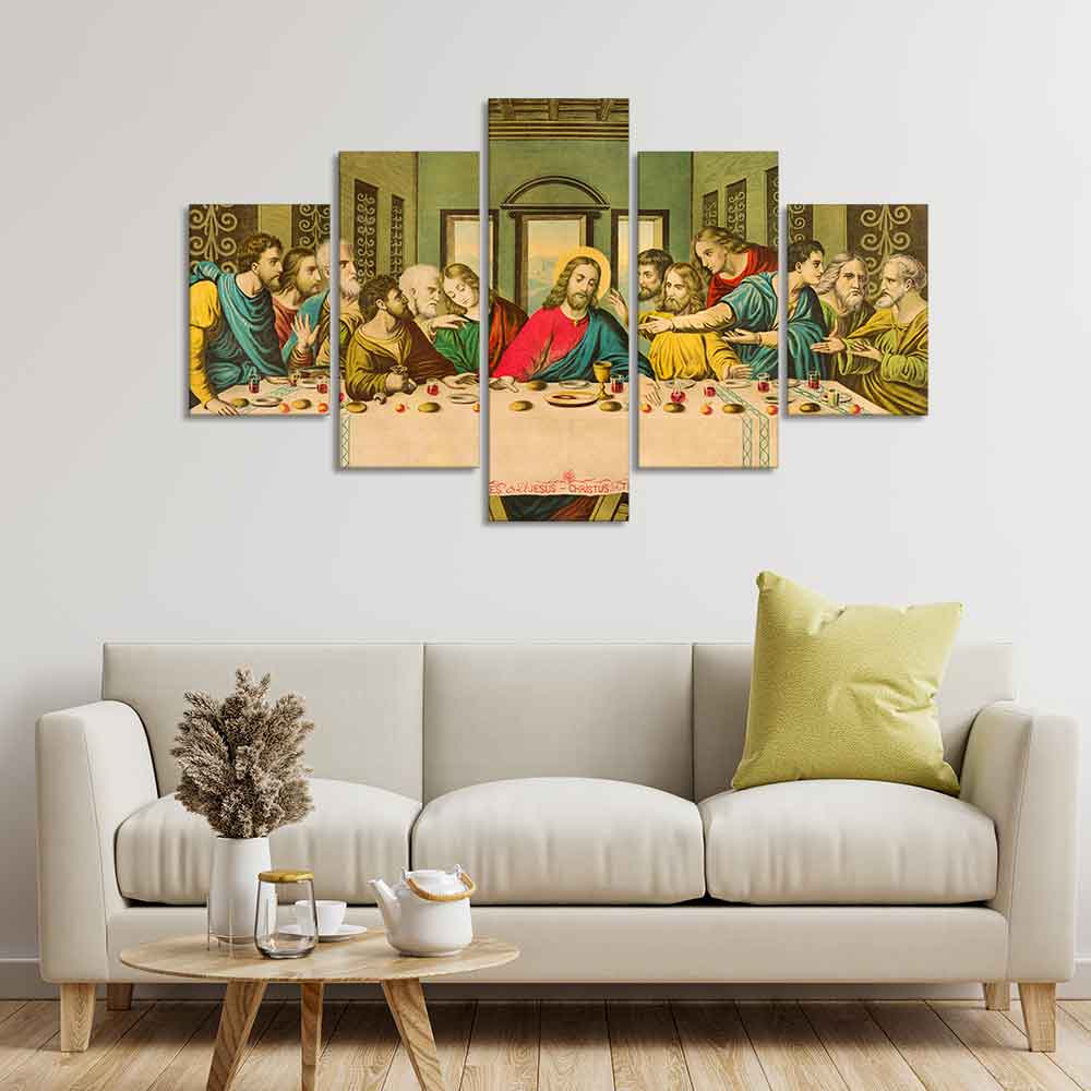The Last Supper of Christ in Church Wall Painting of Five Pieces - Image 2
