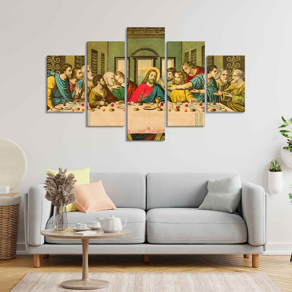 The Last Supper of Christ in Church Wall Painting of Five Pieces - Image 3