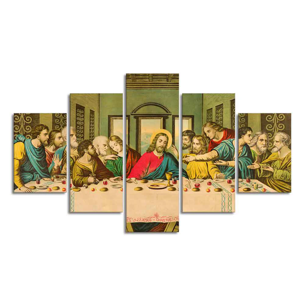 The Last Supper of Christ in Church Wall Painting of Five Pieces - Image 4