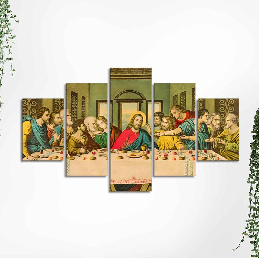 The Last Supper of Christ in Church Wall Painting of Five Pieces - Image 5