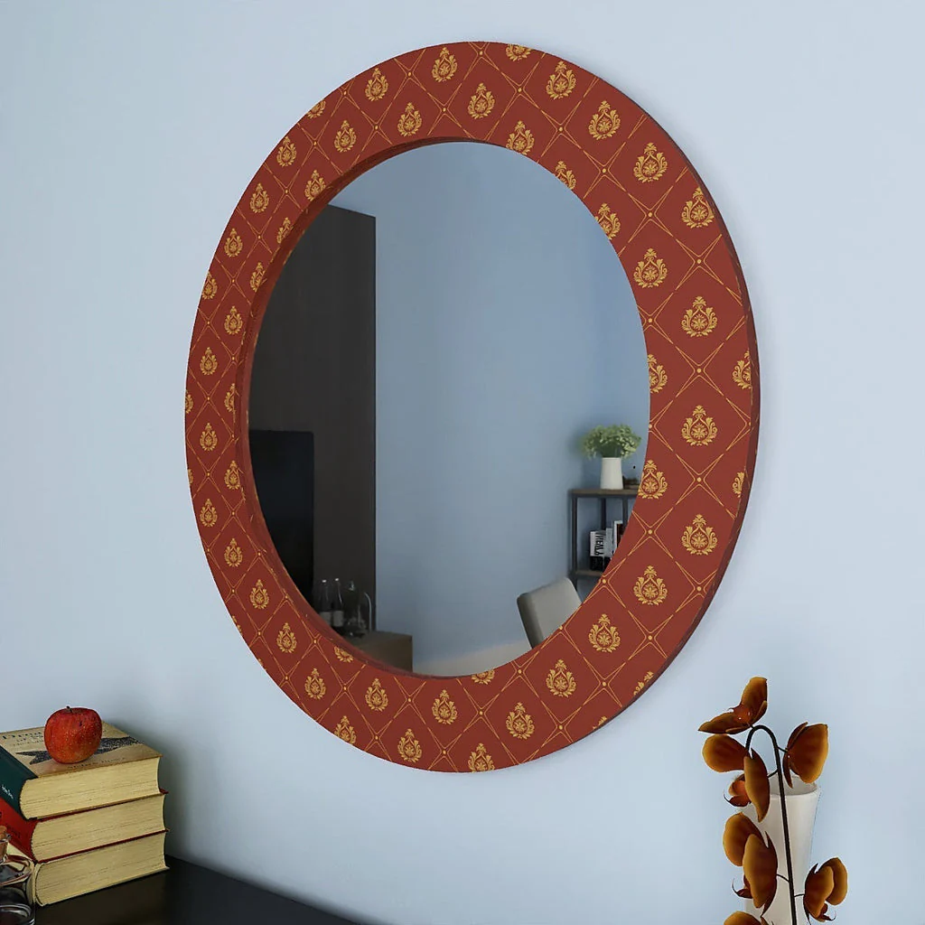 The Red Motif Printed Round Acrylic Wall Mirror - Image 2