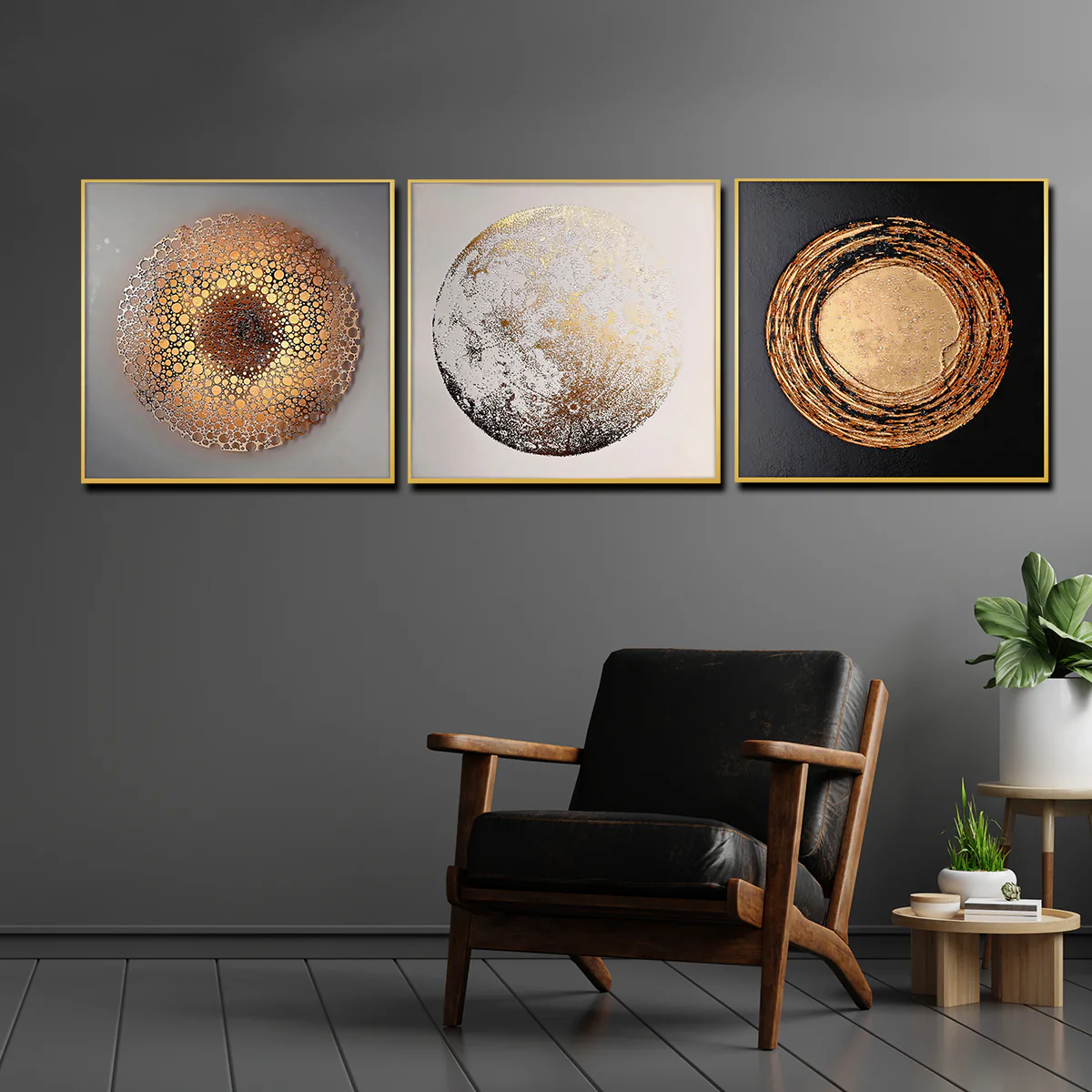 The Stars of Galaxy Framed Crystal Glass Painting Set of 3 - Image 3