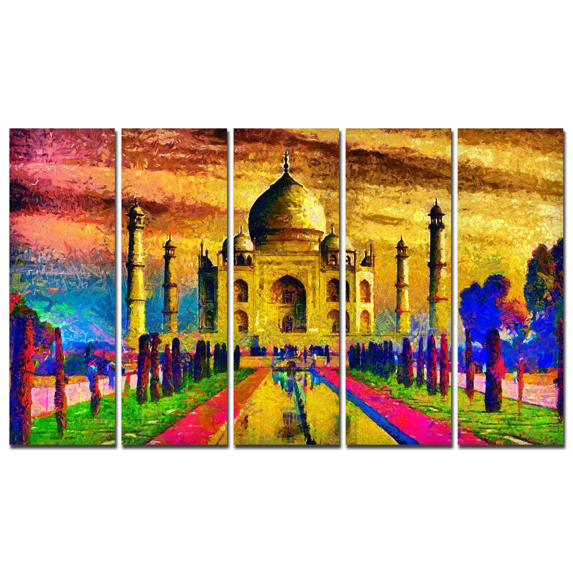The Taj Mahal Canvas Wall Painting Set of Five - Image 4