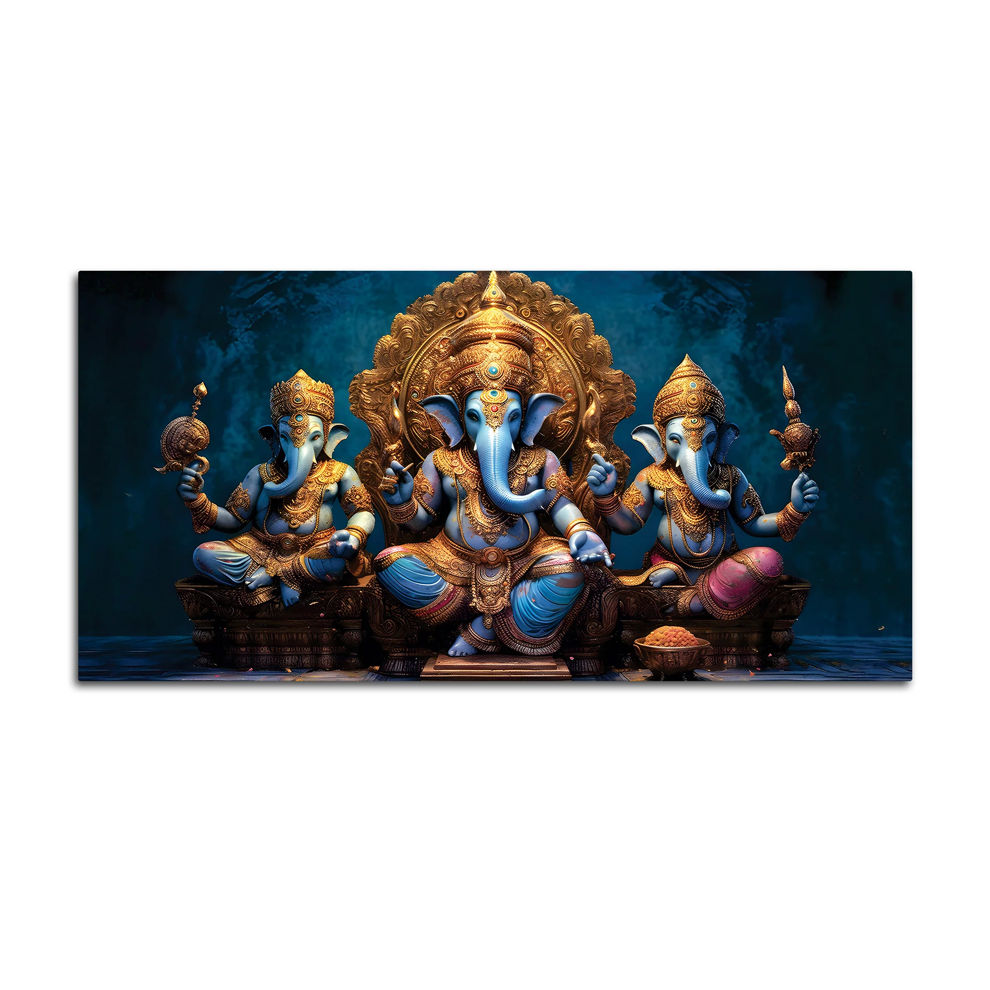 The Three Sacred Forms of Divine Ganesha Luxury Canvas Wall Painting for Home & Office Decor - Image 4