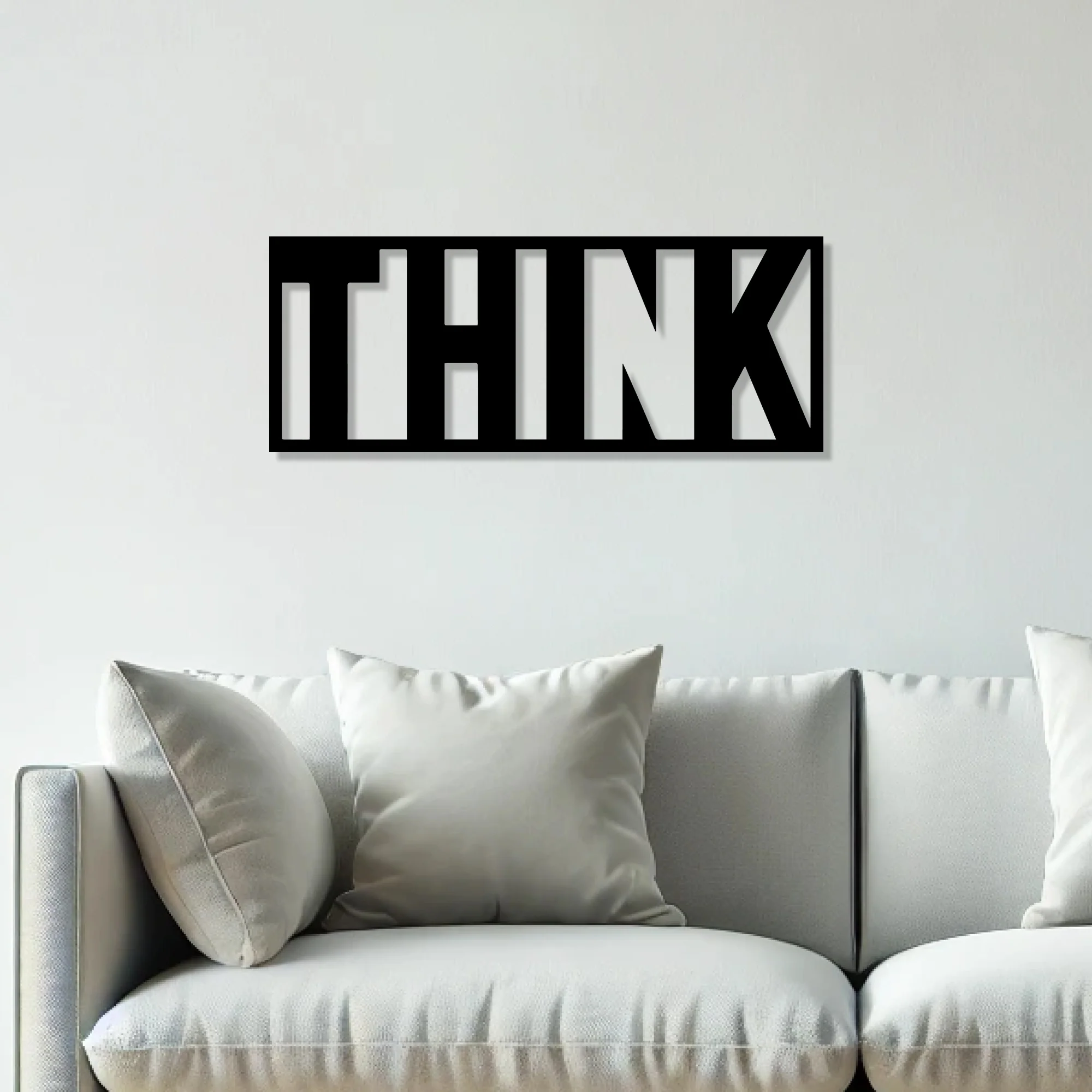 Think Text Rectangle Shape Metal Art Wall Decor - Image 2
