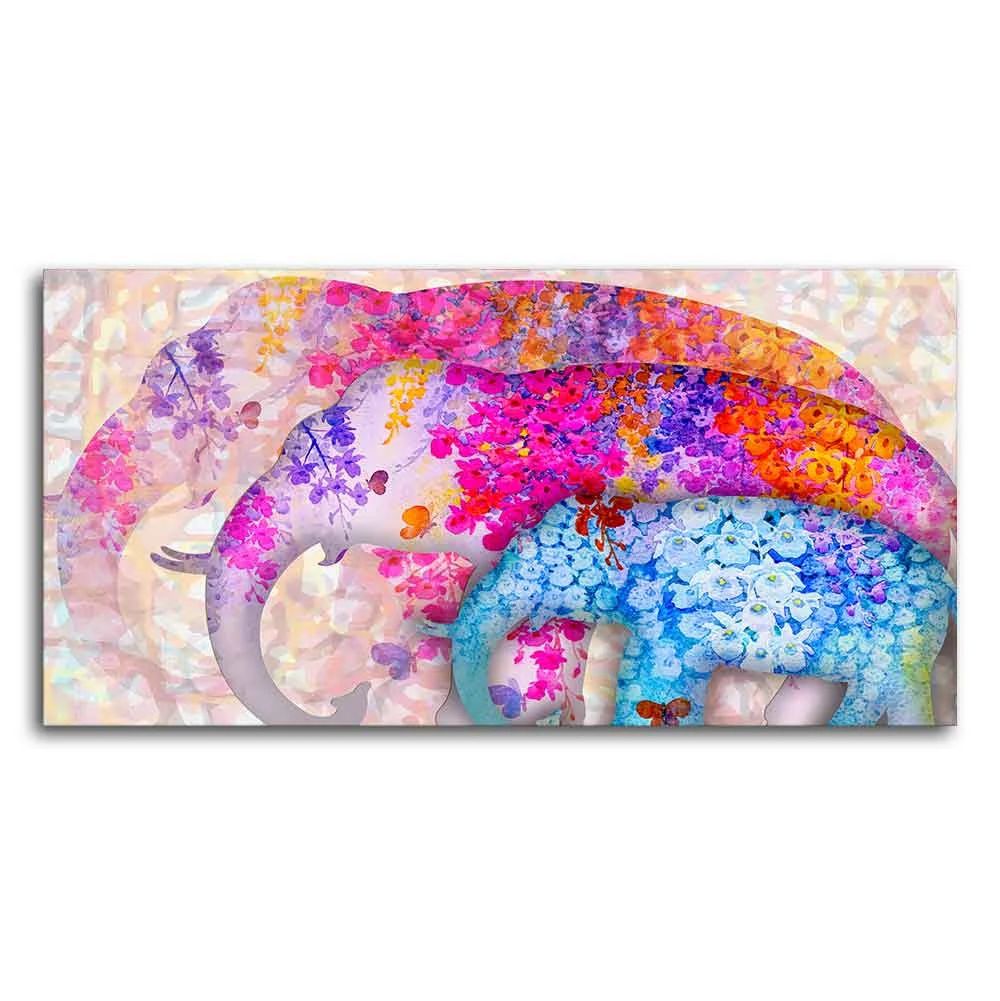 Three Abstract Art Elephants Canvas Wall Painting - Image 4