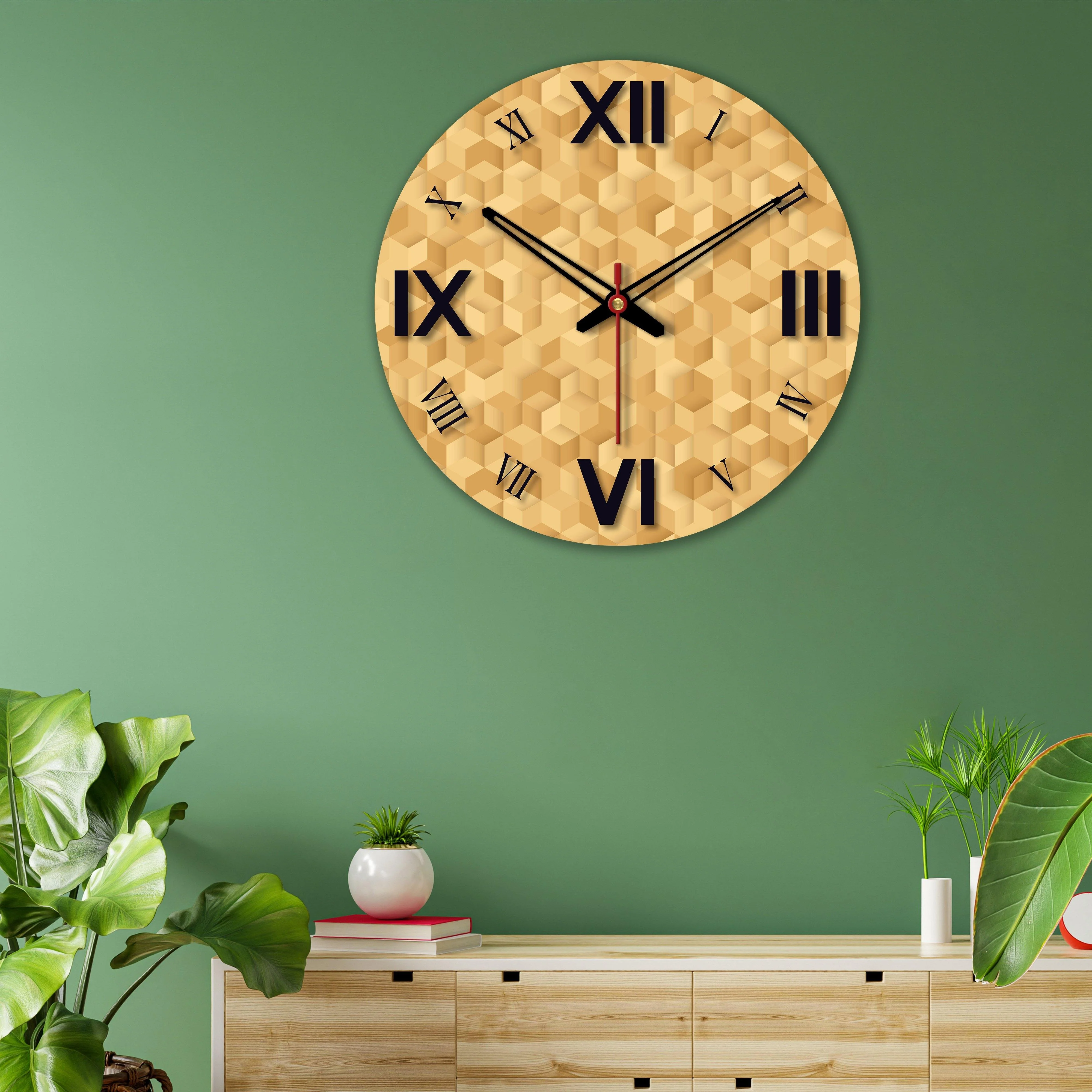 3D Cubes Printed Wooden Wall Clock - Image 4