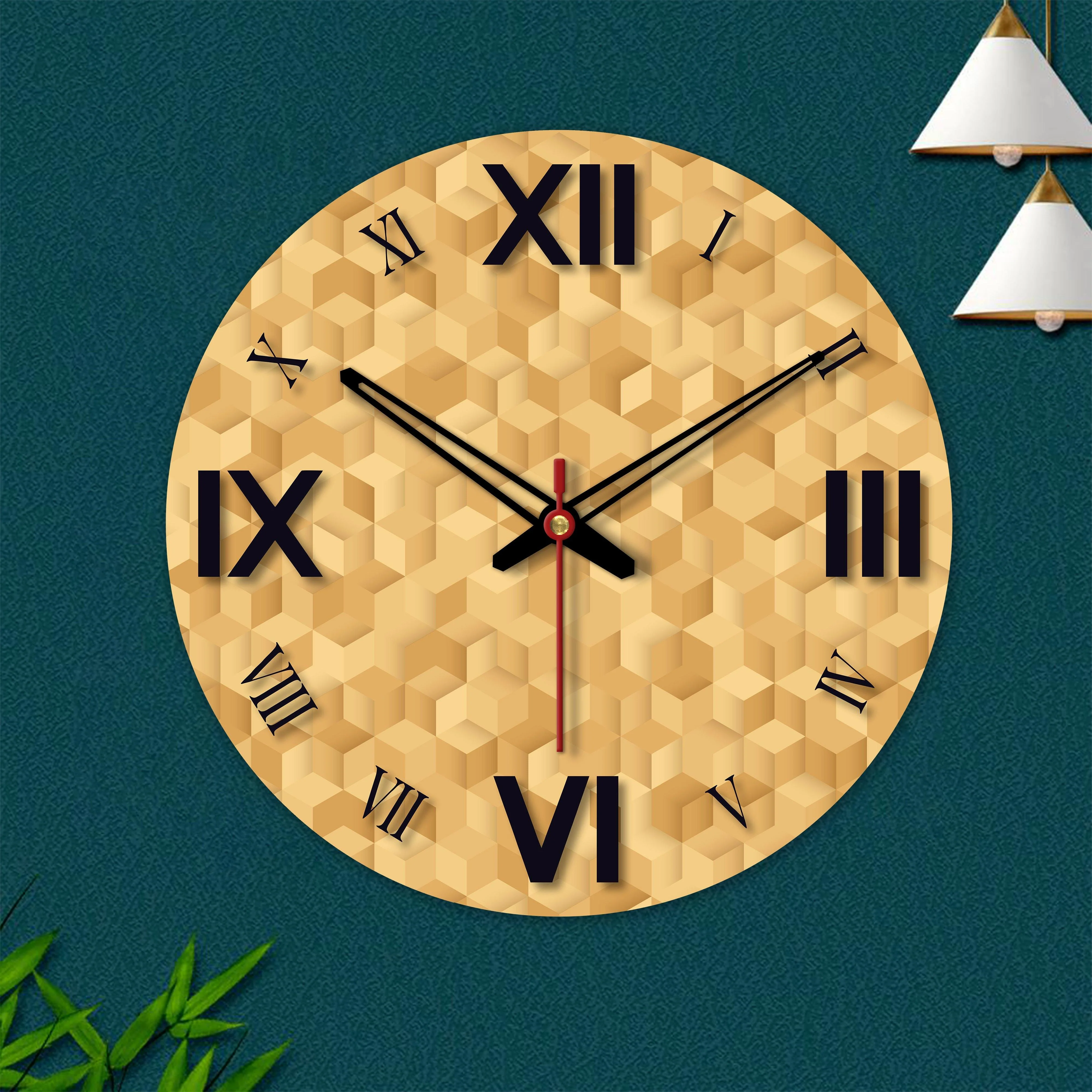 3D Cubes Printed Wooden Wall Clock - Image 5