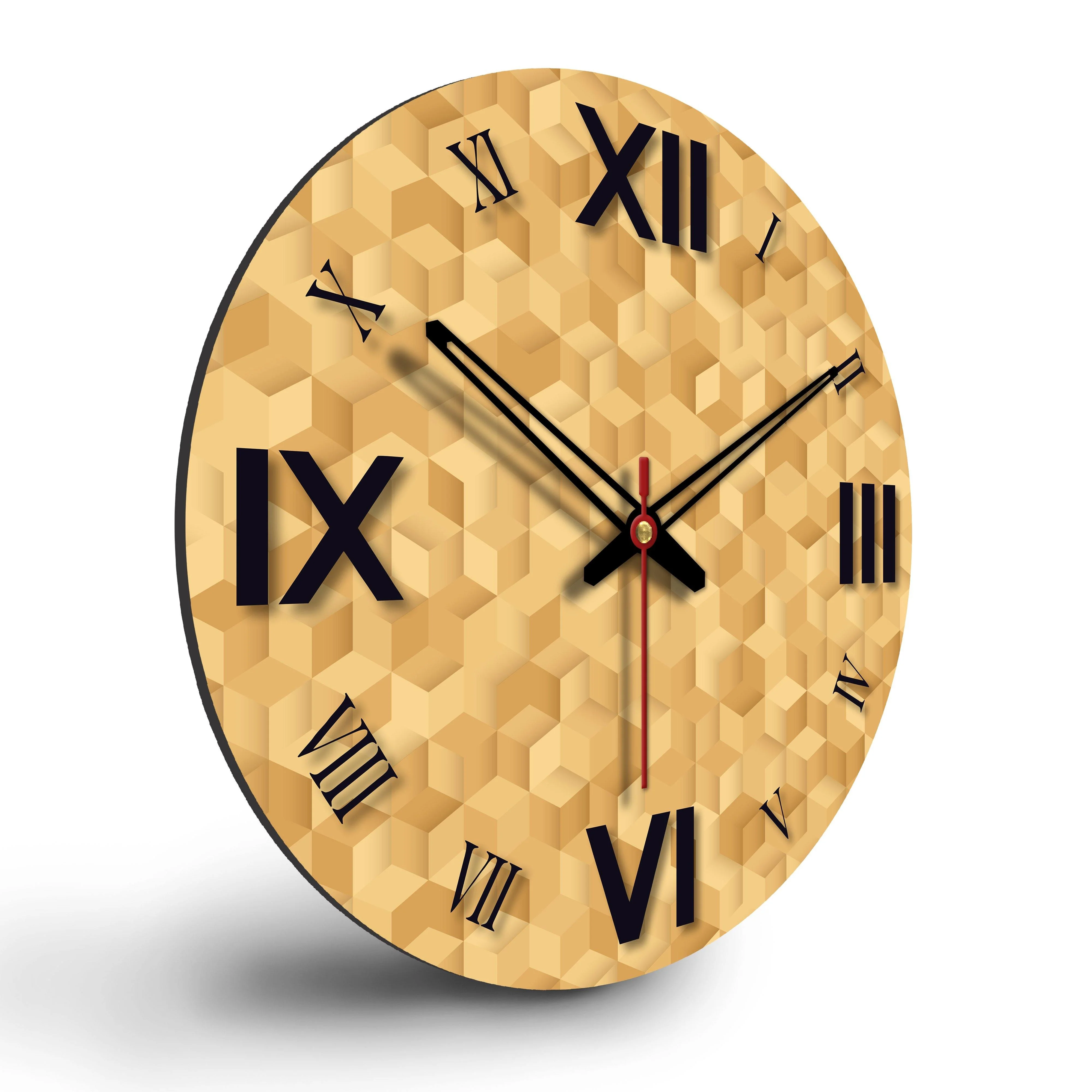 3D Cubes Printed Wooden Wall Clock - Image 6