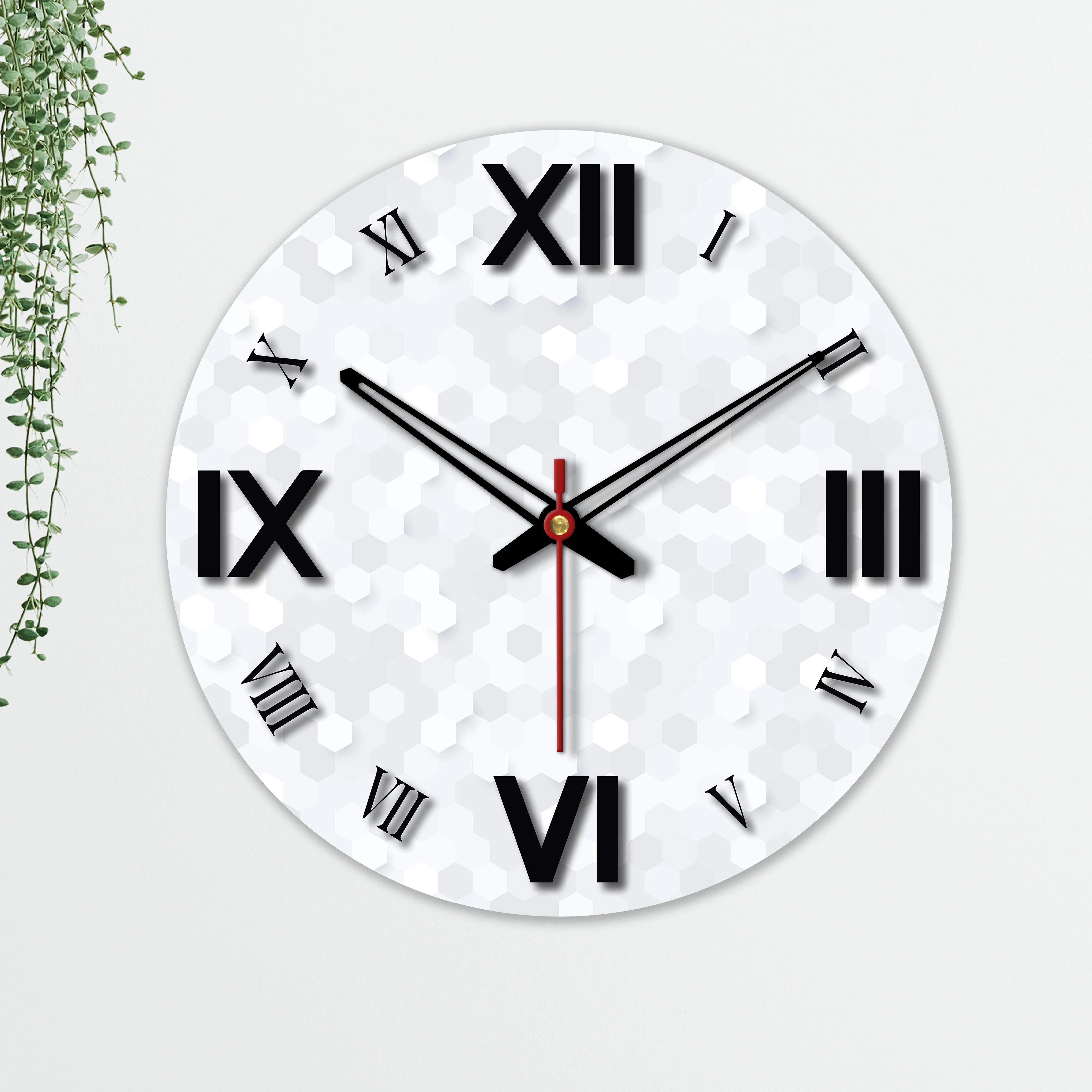 3D Hexagon Printed Wooden Wall Clock For Living Room - Image 5